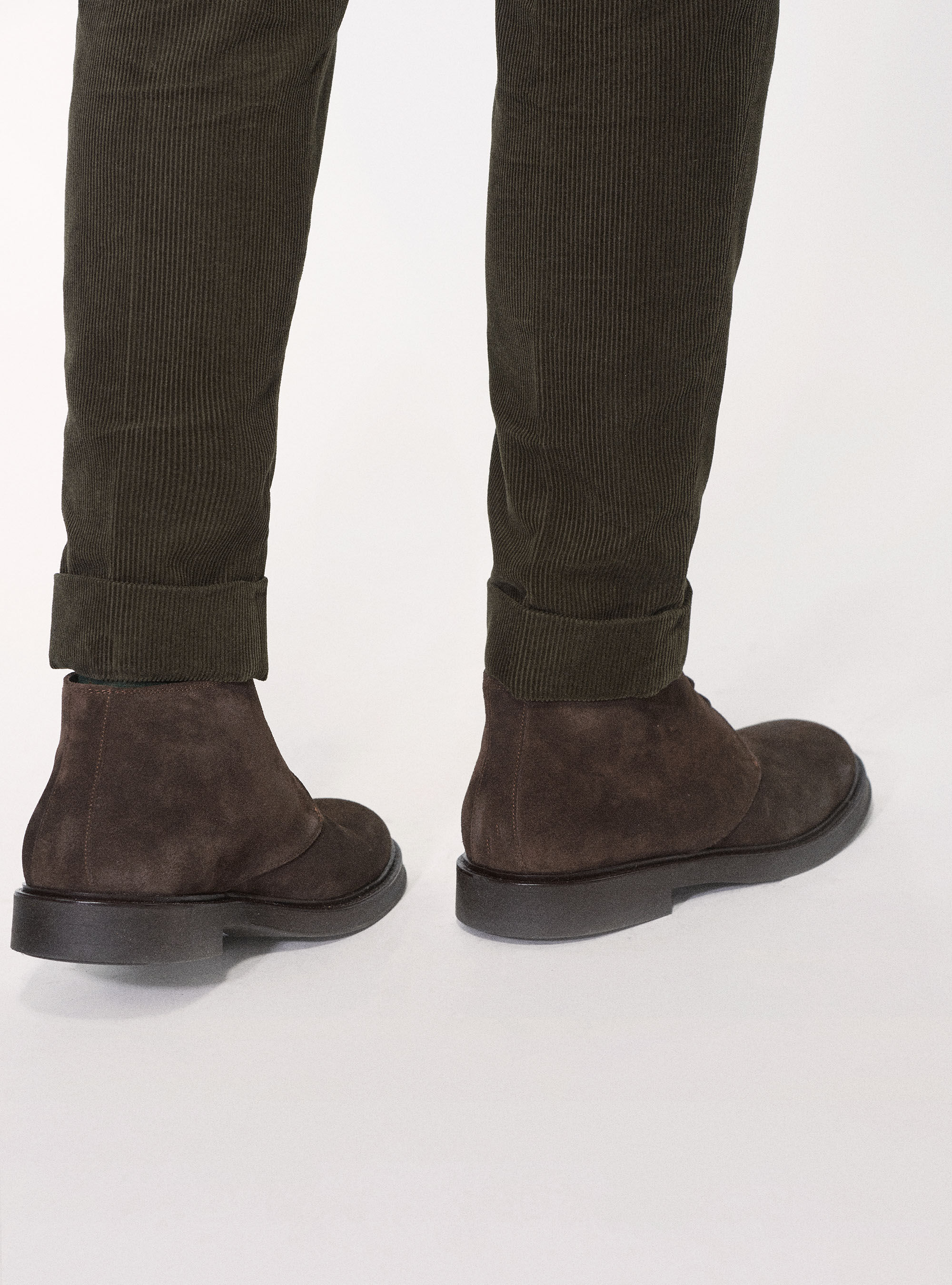 Pantalones de terciopelo de algod&oacute;n con correa lateral, VERDE