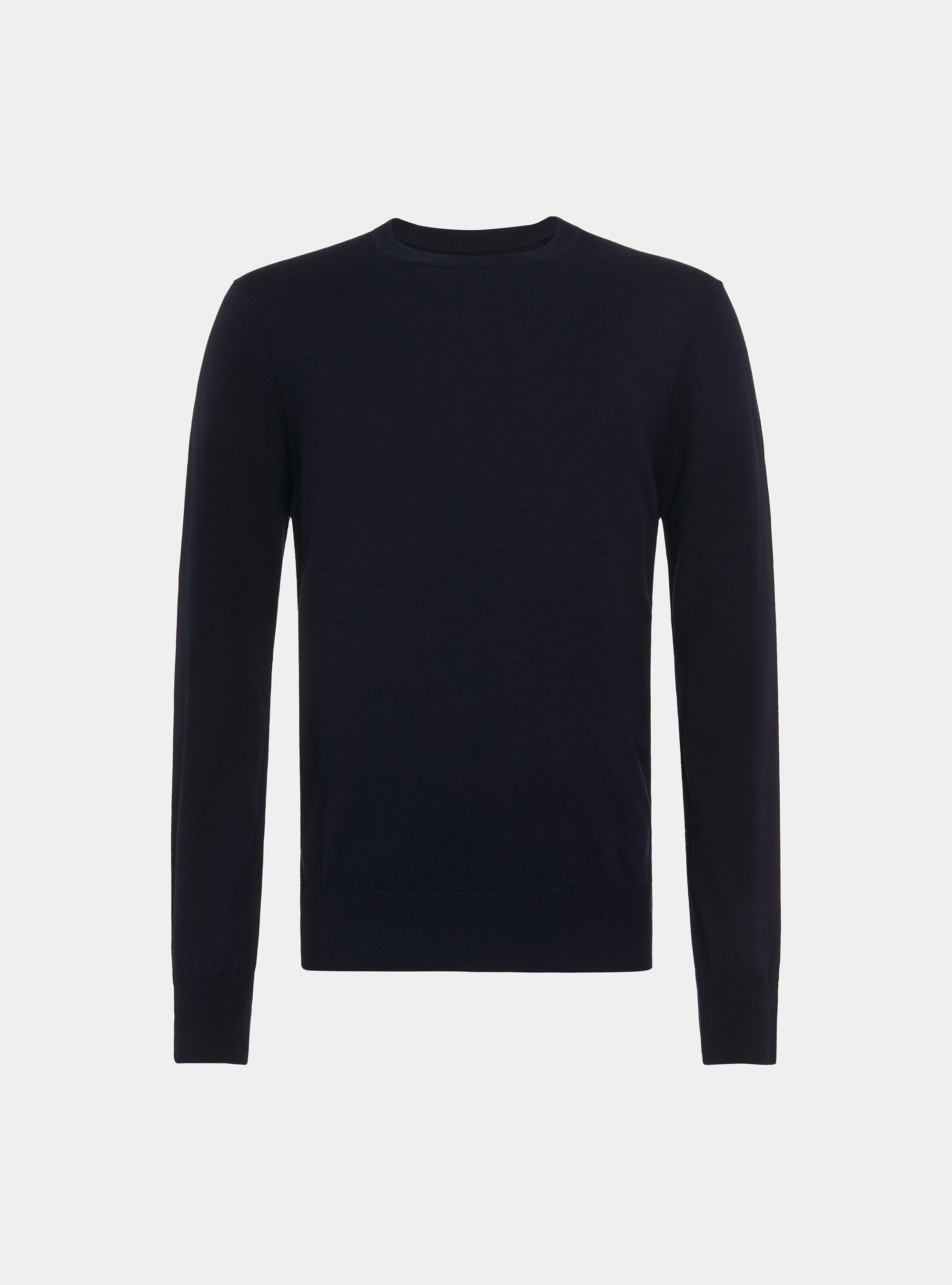 Maglia girocollo in cotone seta e cashmere, BLU NAVY