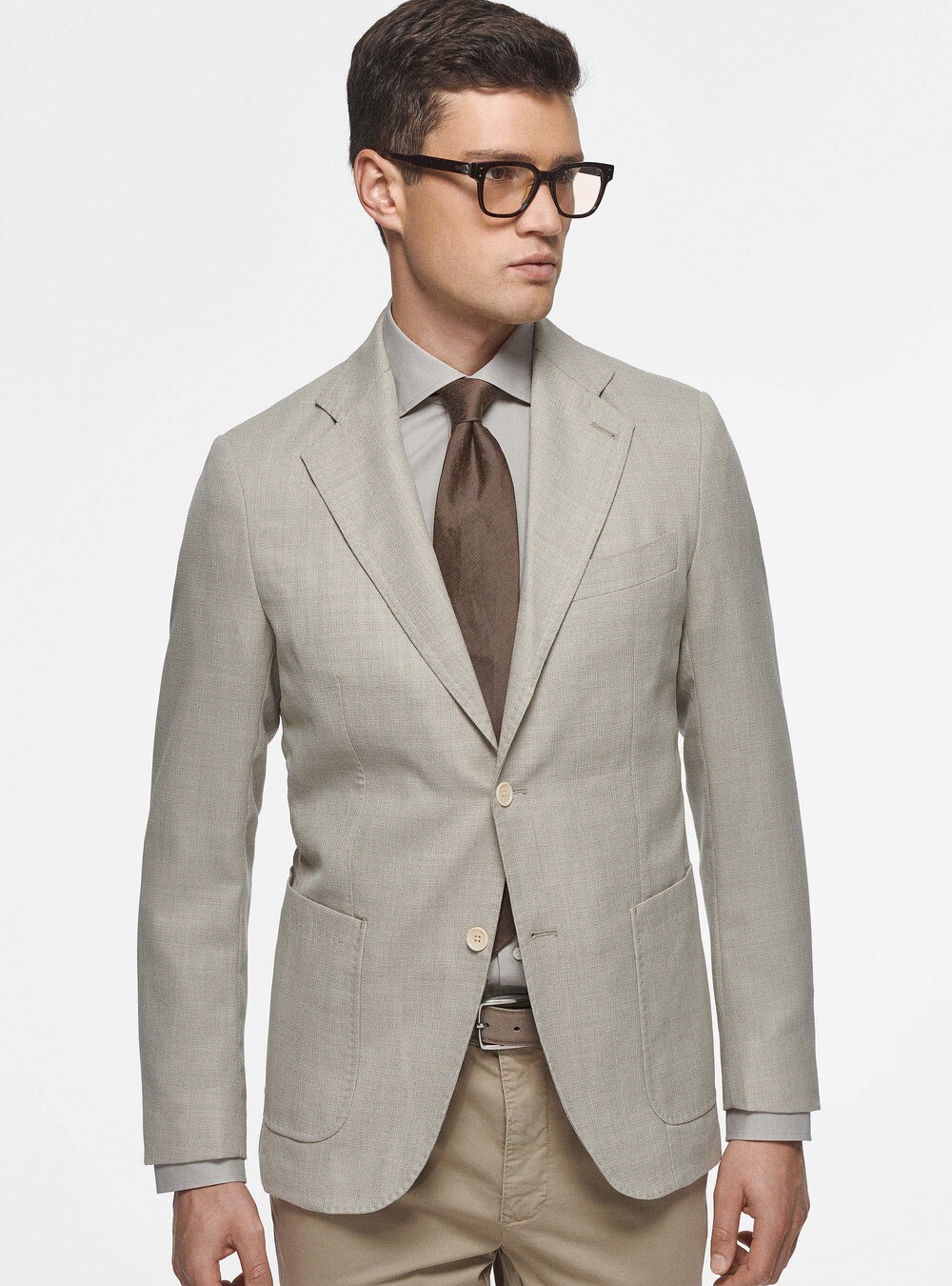 Giacca in lana micro texture, ECRU Giacca in lana micro texture