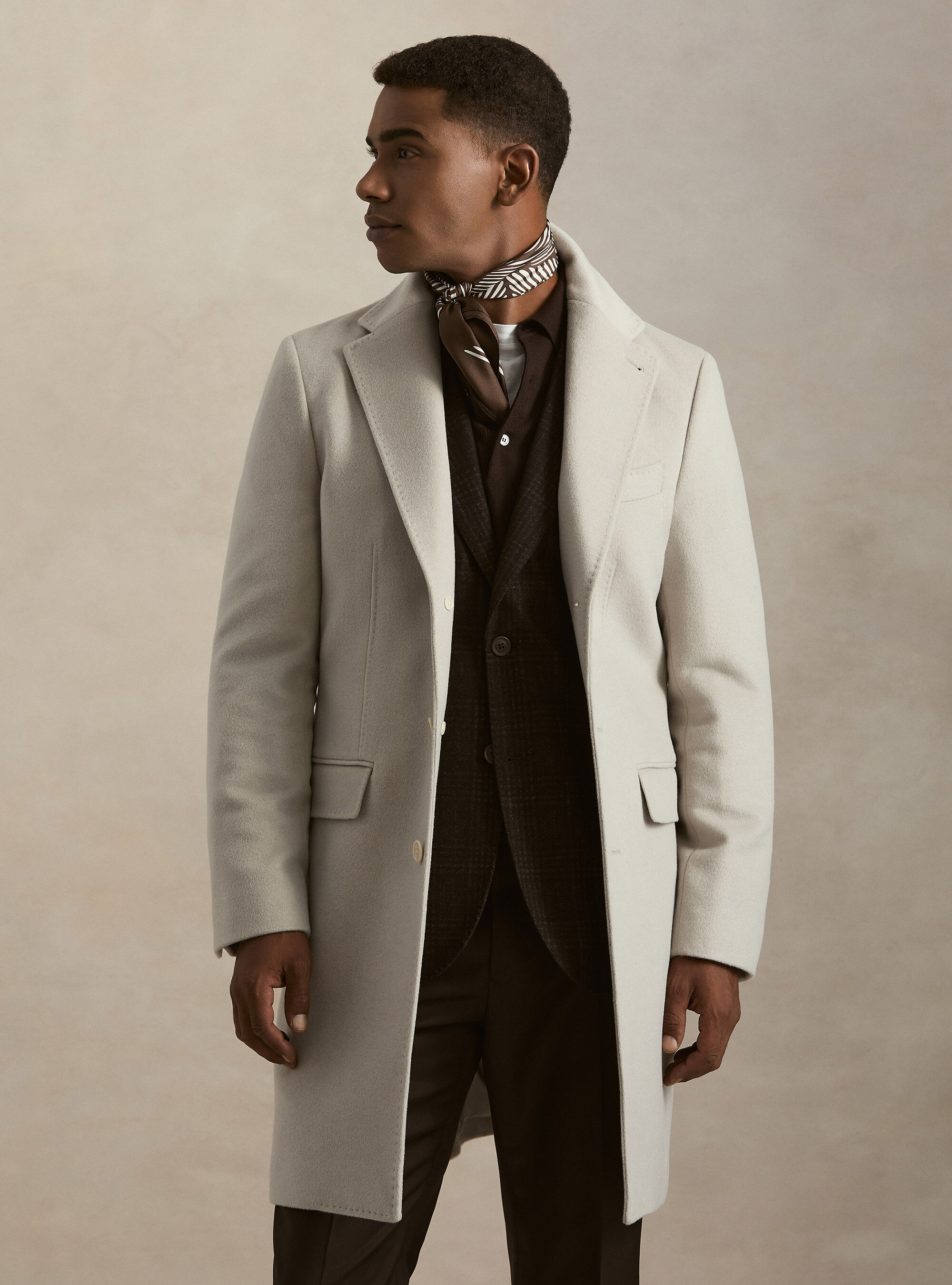 Single-breasted wool and cashmere coat