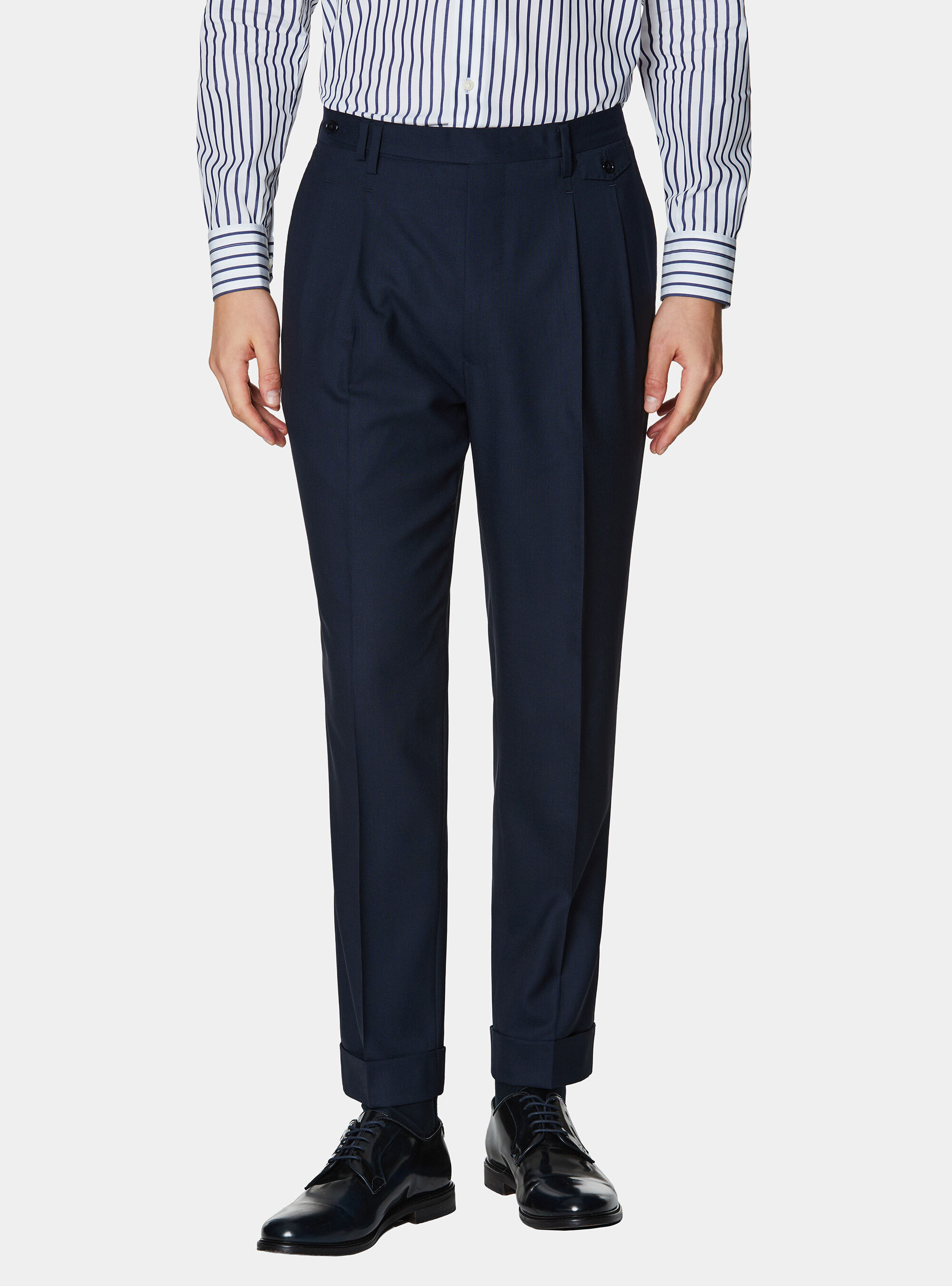 Vitale Barberis Canonico pure wool double pleat trousers