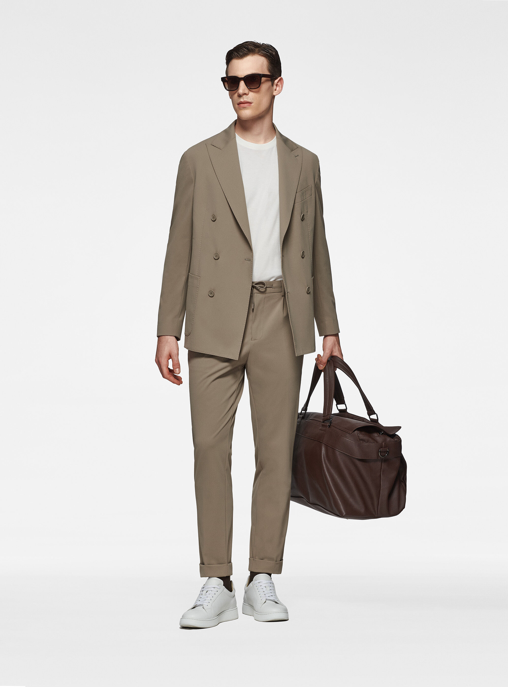 GT01 trousers in stretch nylon, MUD