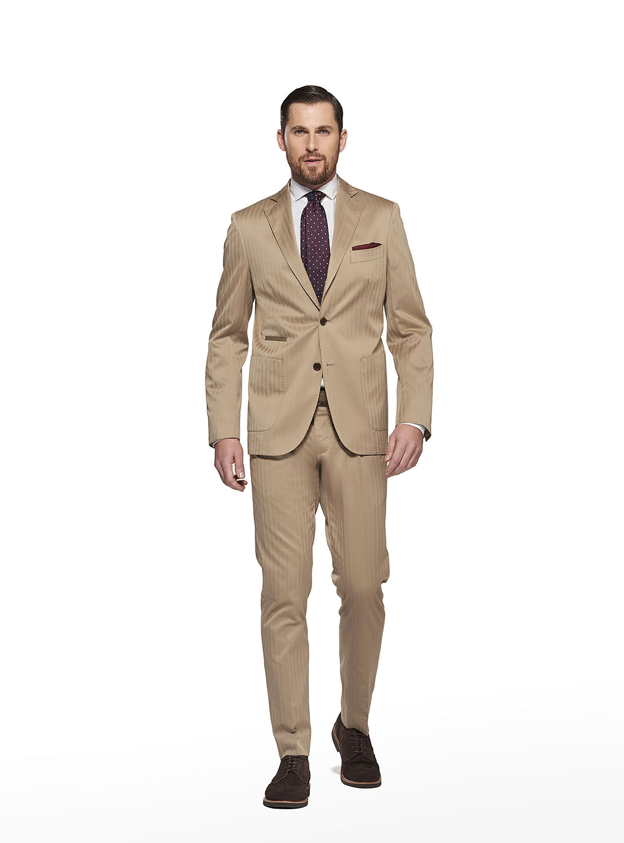 Abito beige in Herringbone 100% cotone