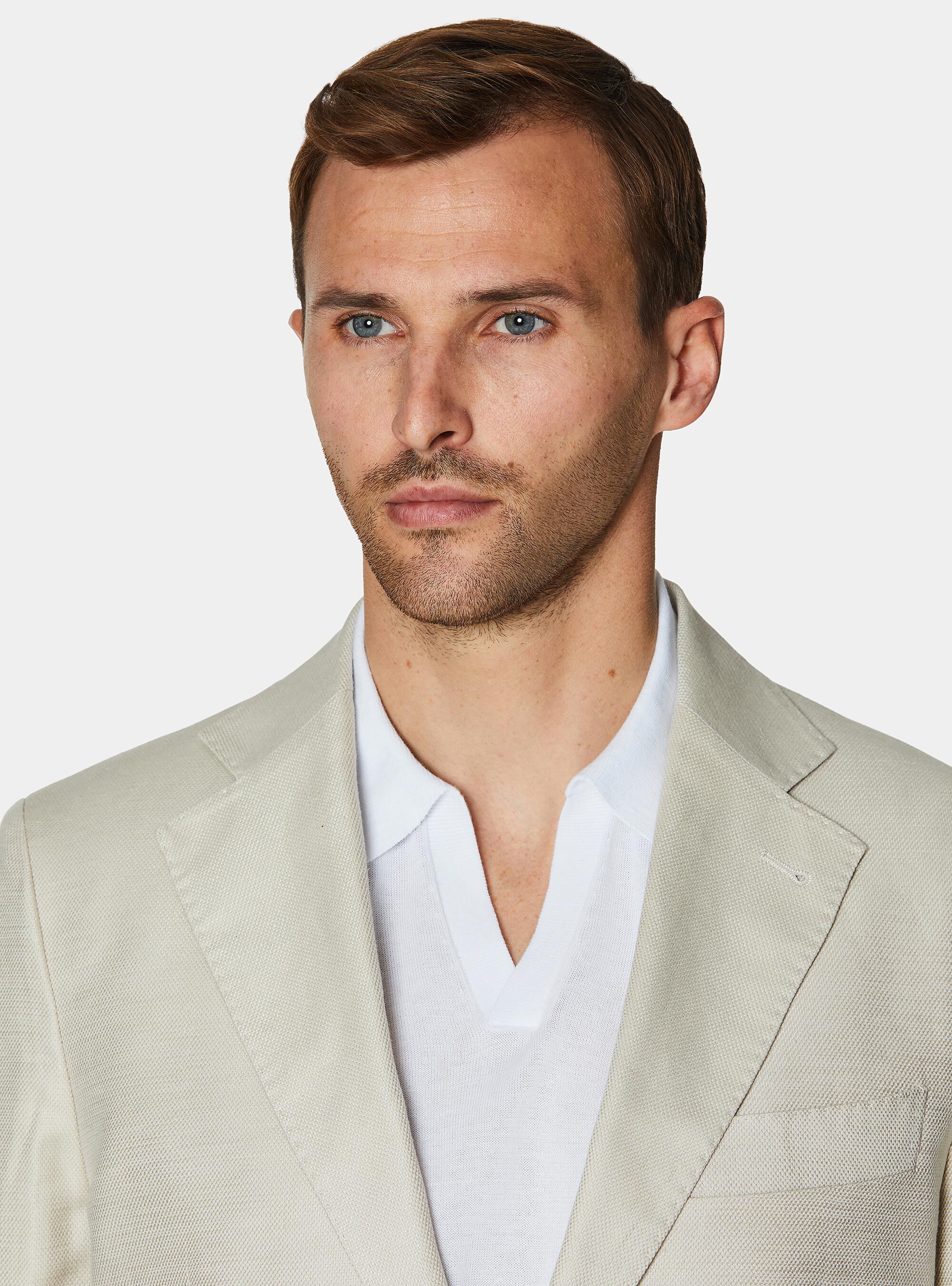 Giacca in cotone e lino, ECRU