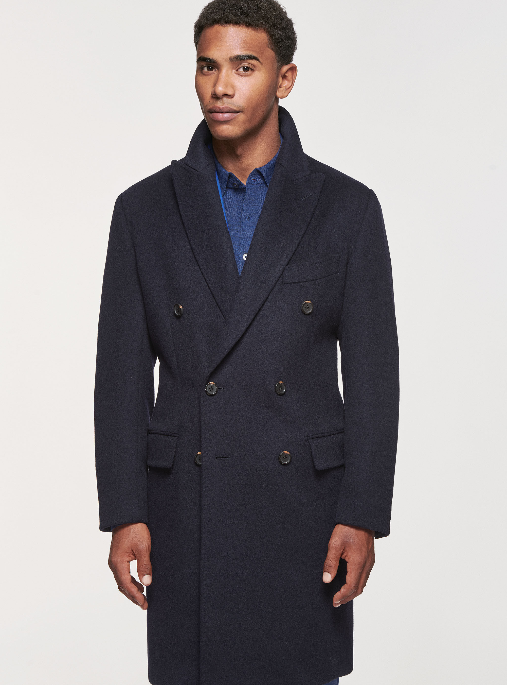 Wool and cashmere double breasted coat