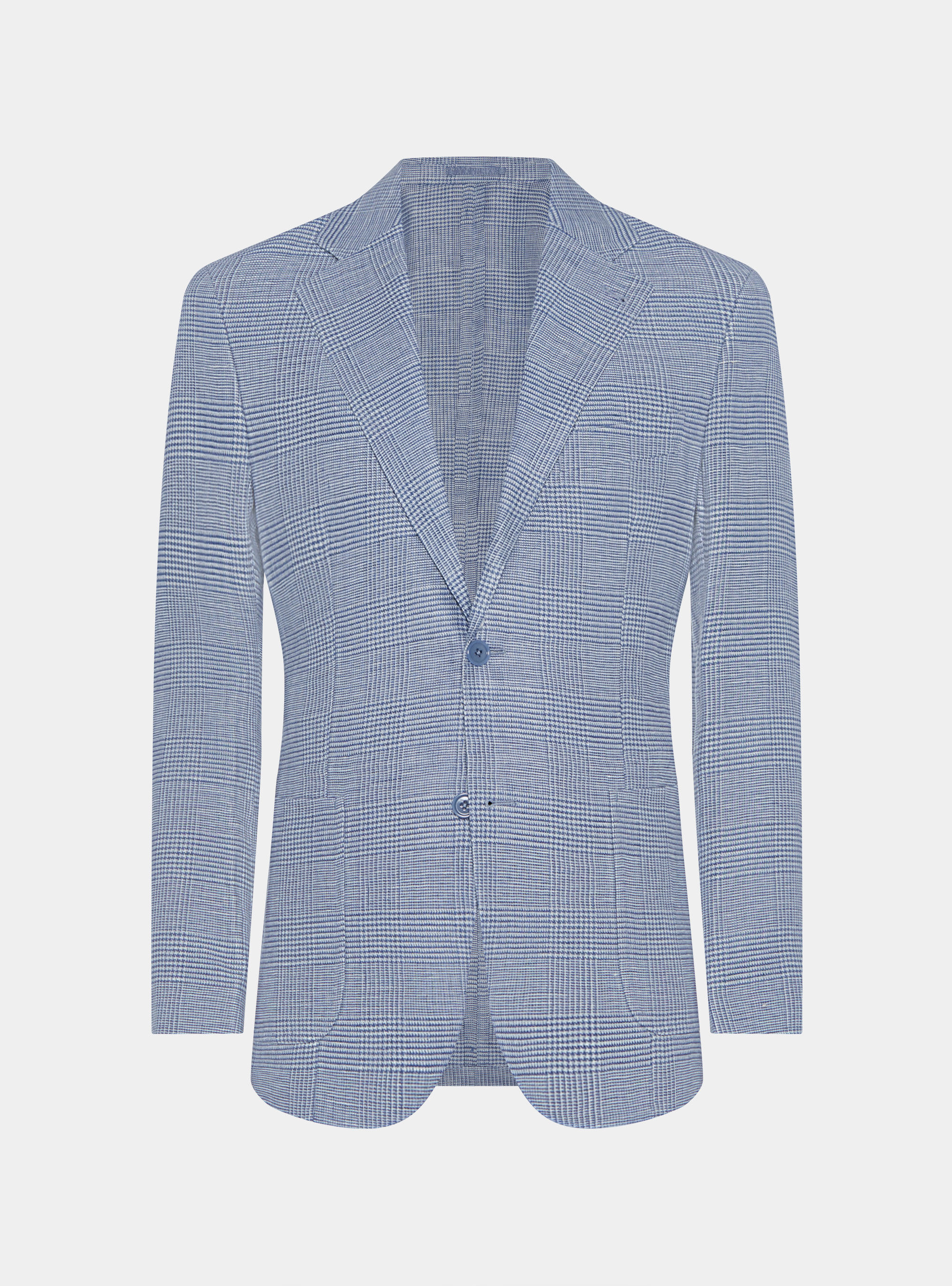 Prince of Wales blazer in pure linen, LIGHT BLUE