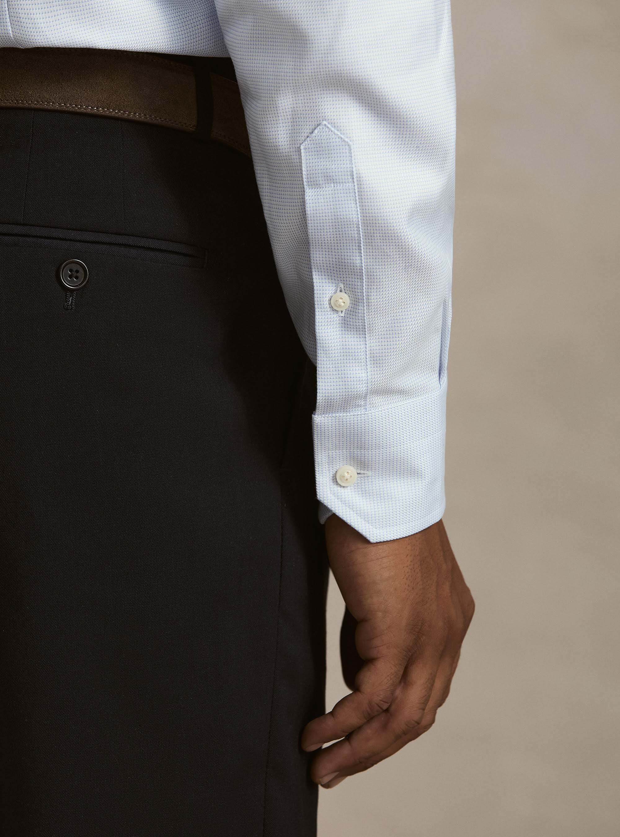 Camicia in cotone operato, AZZURRO