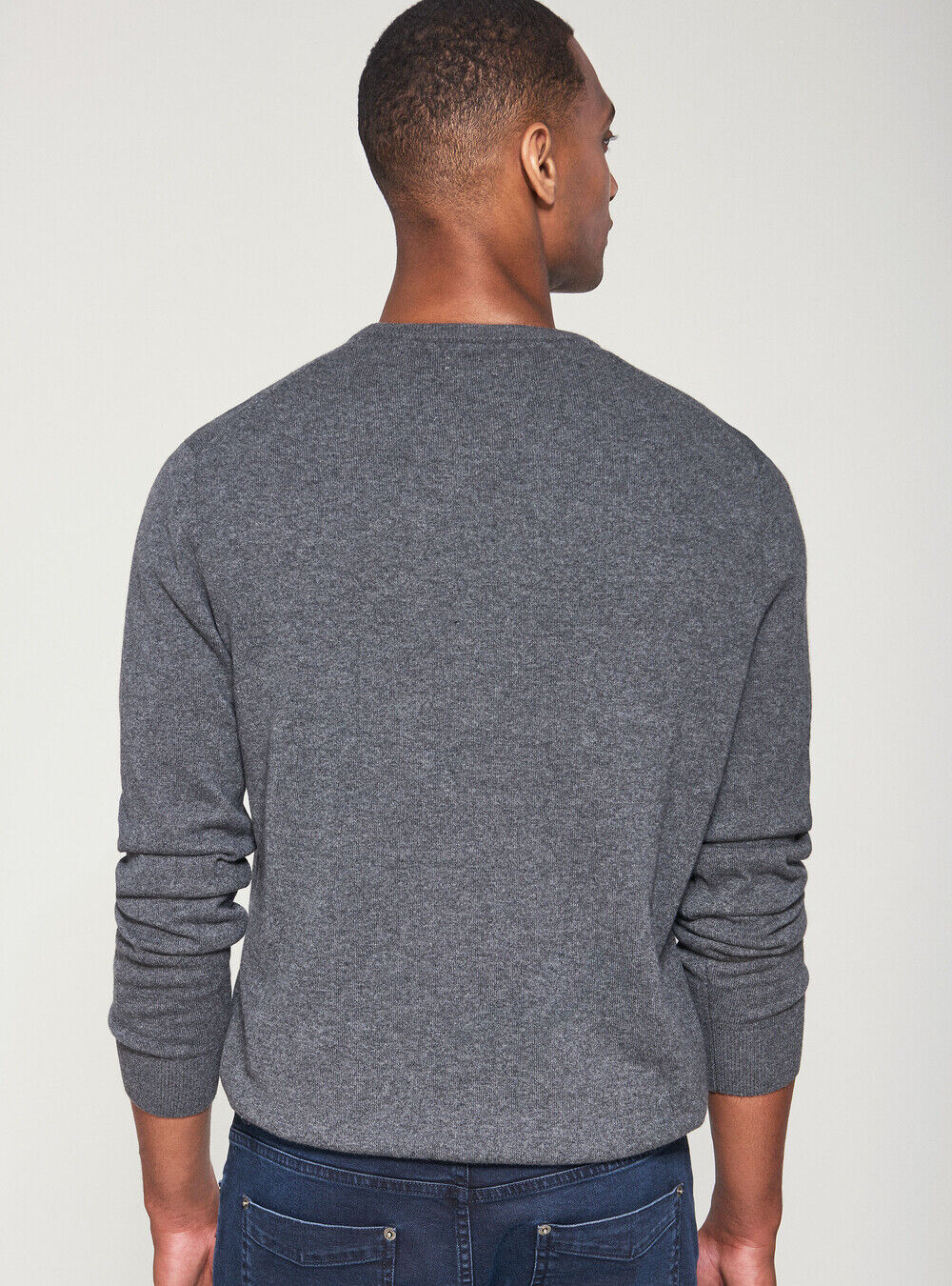 100% cashmere round neck sweater, GREY