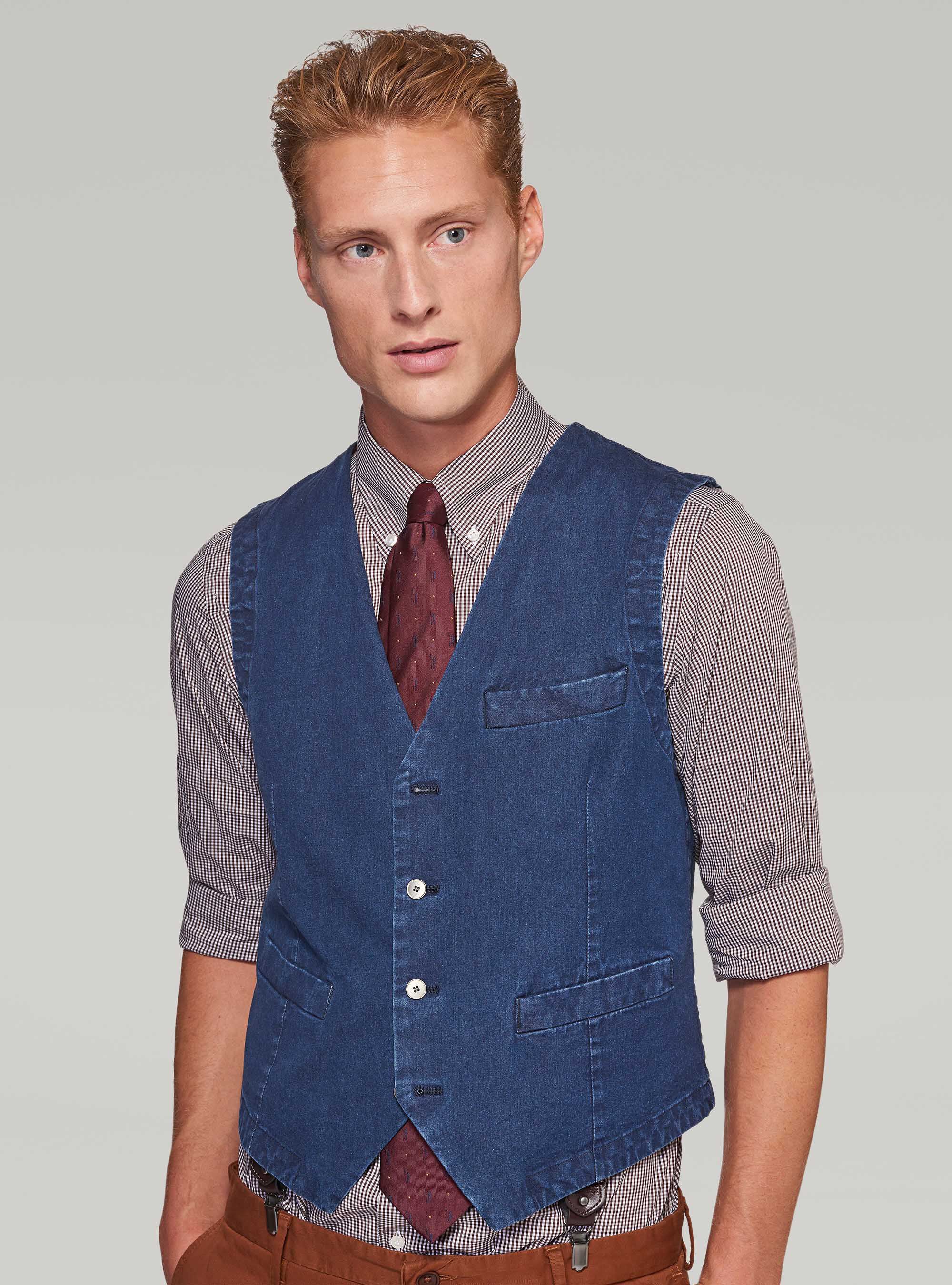 Gilet monopetto in denim
