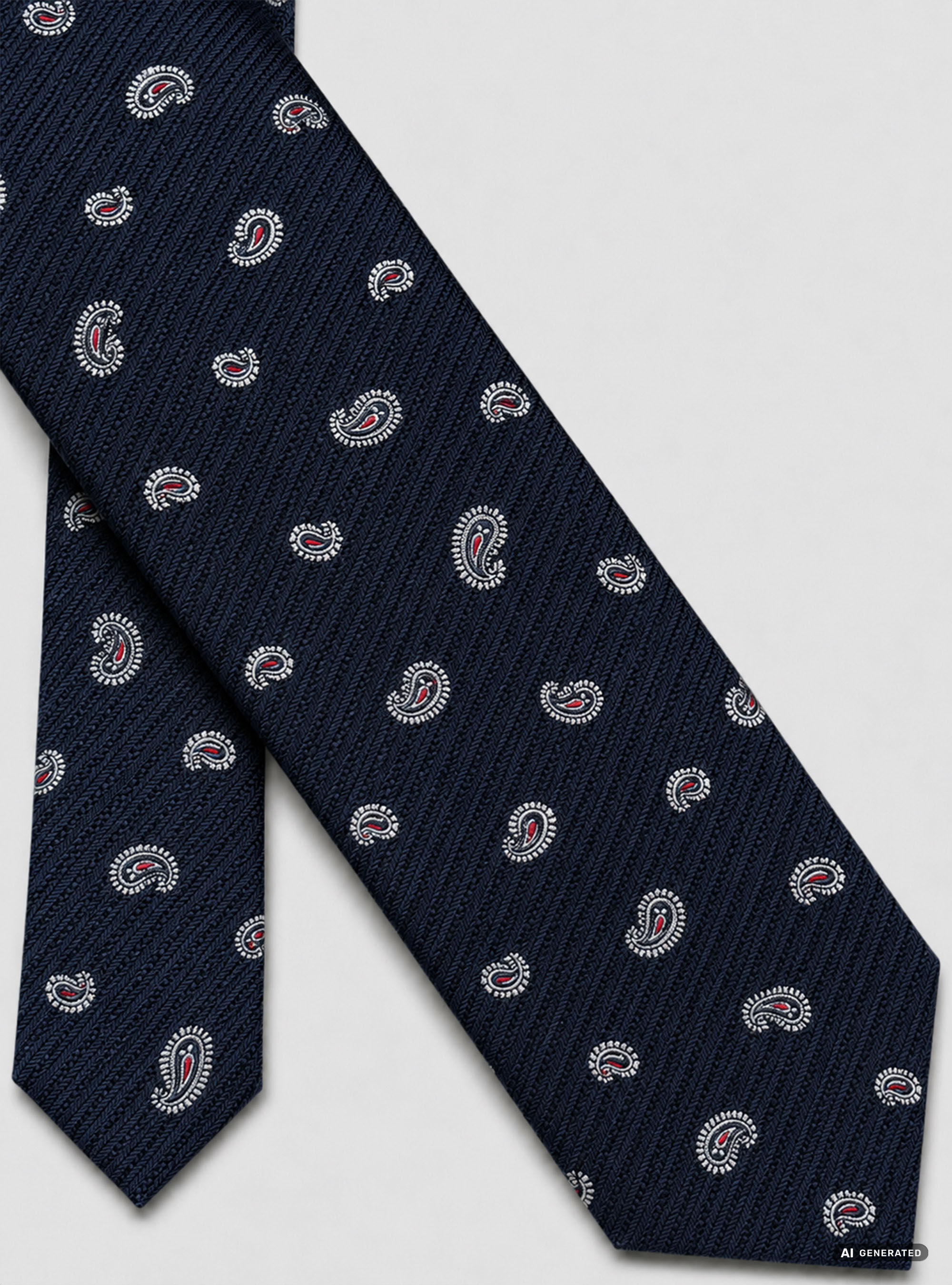 Jacquard silk paisley tie, NAVY BLUE