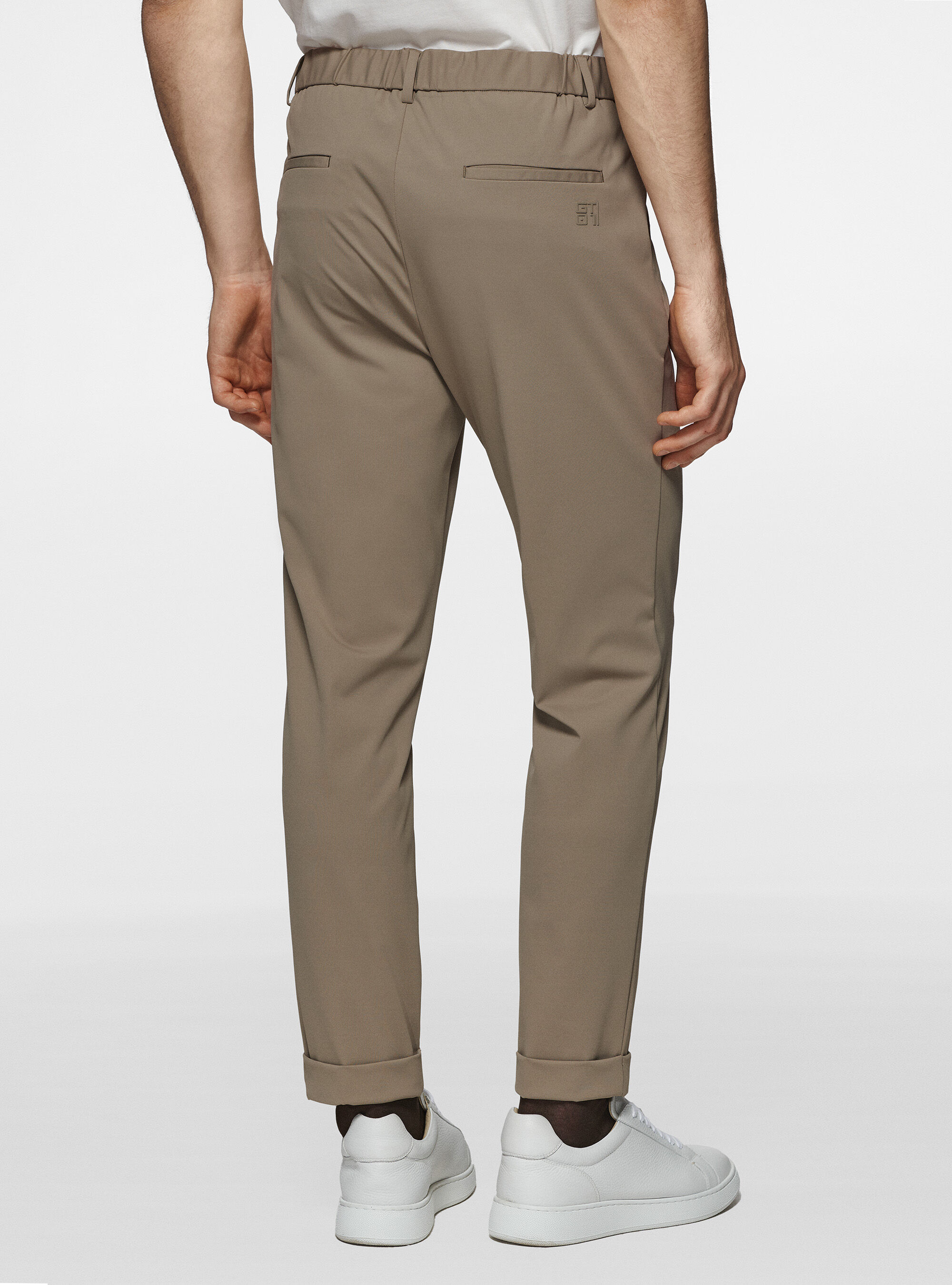 GT01 trousers in stretch nylon, MUD