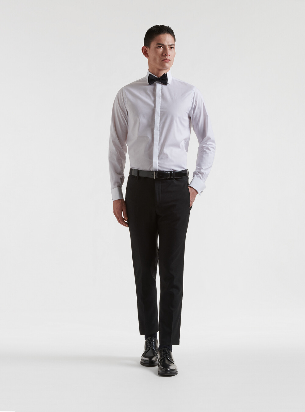 Pantaloni Smoking Uomo Nero – Vita 38, Lunghezza 32, Righe Raso, Piatto Davanti, Lana