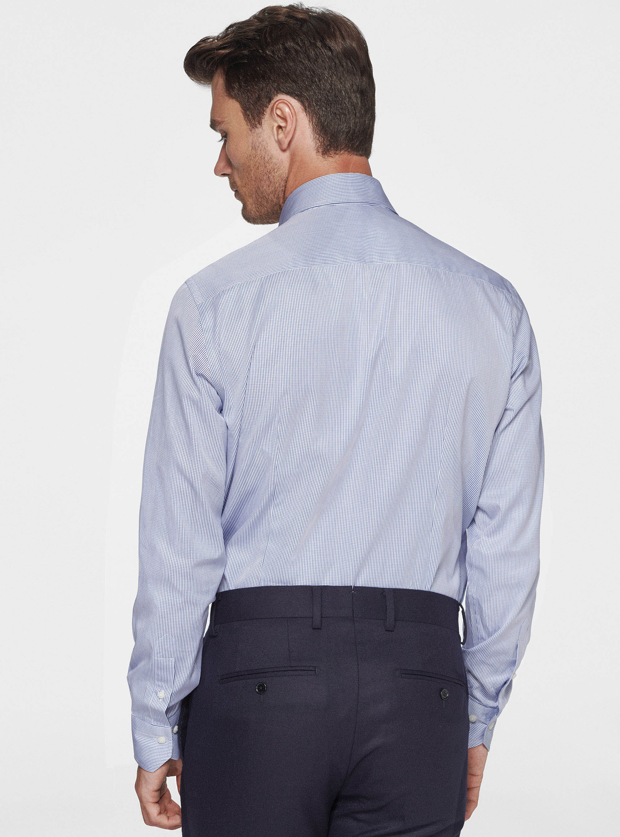 Pure cotton checked shirt, BLUE