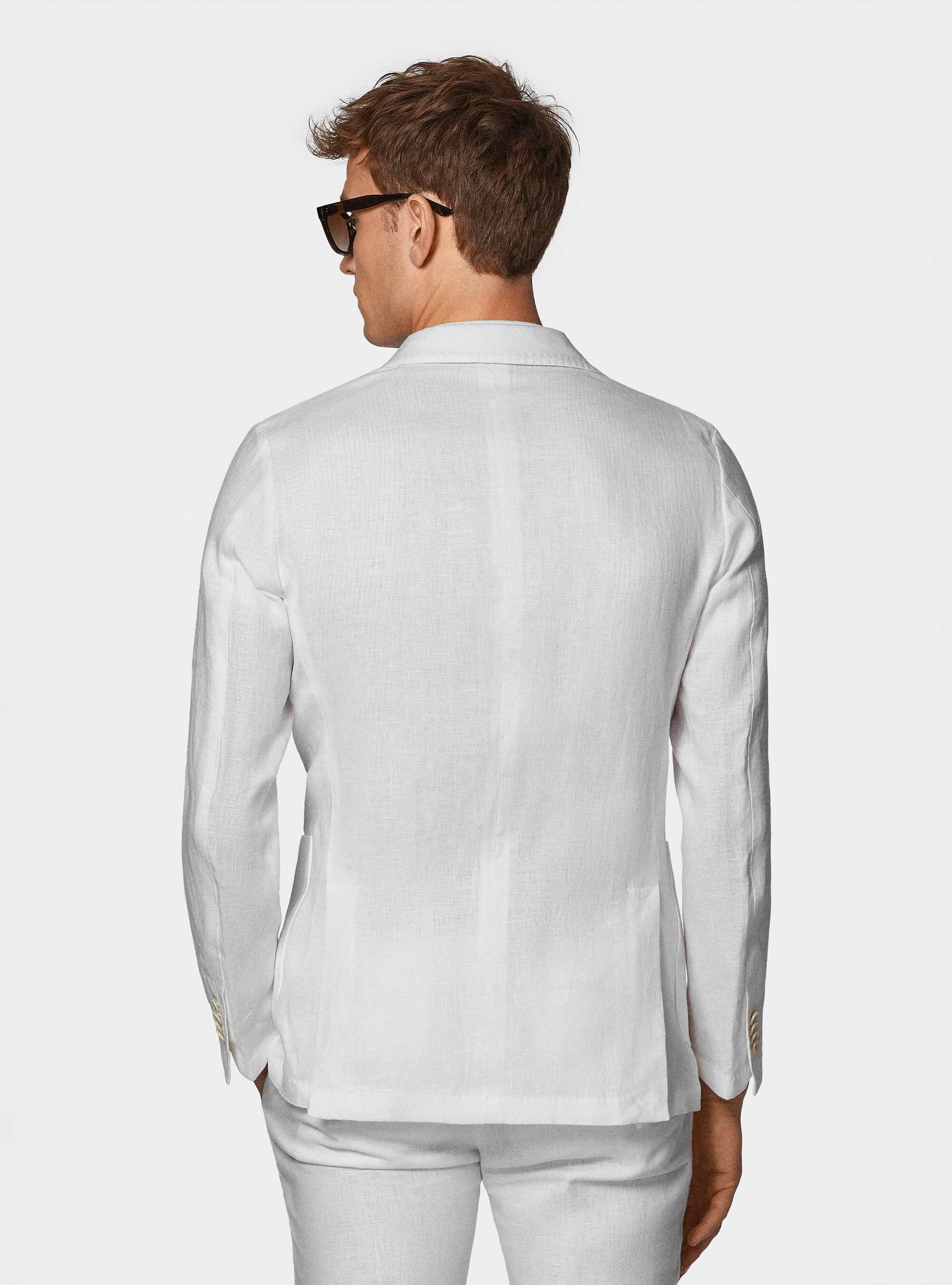 Giacca abito in puro lino, BIANCO