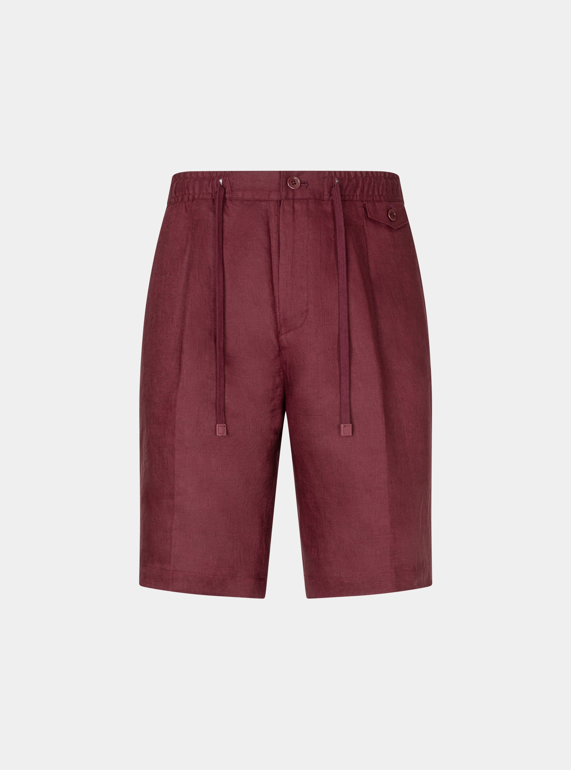 Bermuda tinta unita in puro lino, BORDEAUX