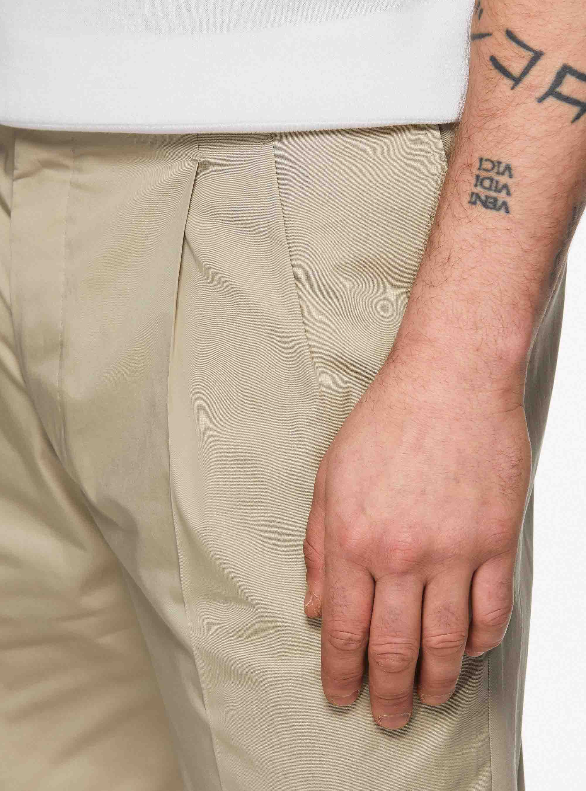 Popeline-Hose mit Bundfalten, SABBIA 0561C