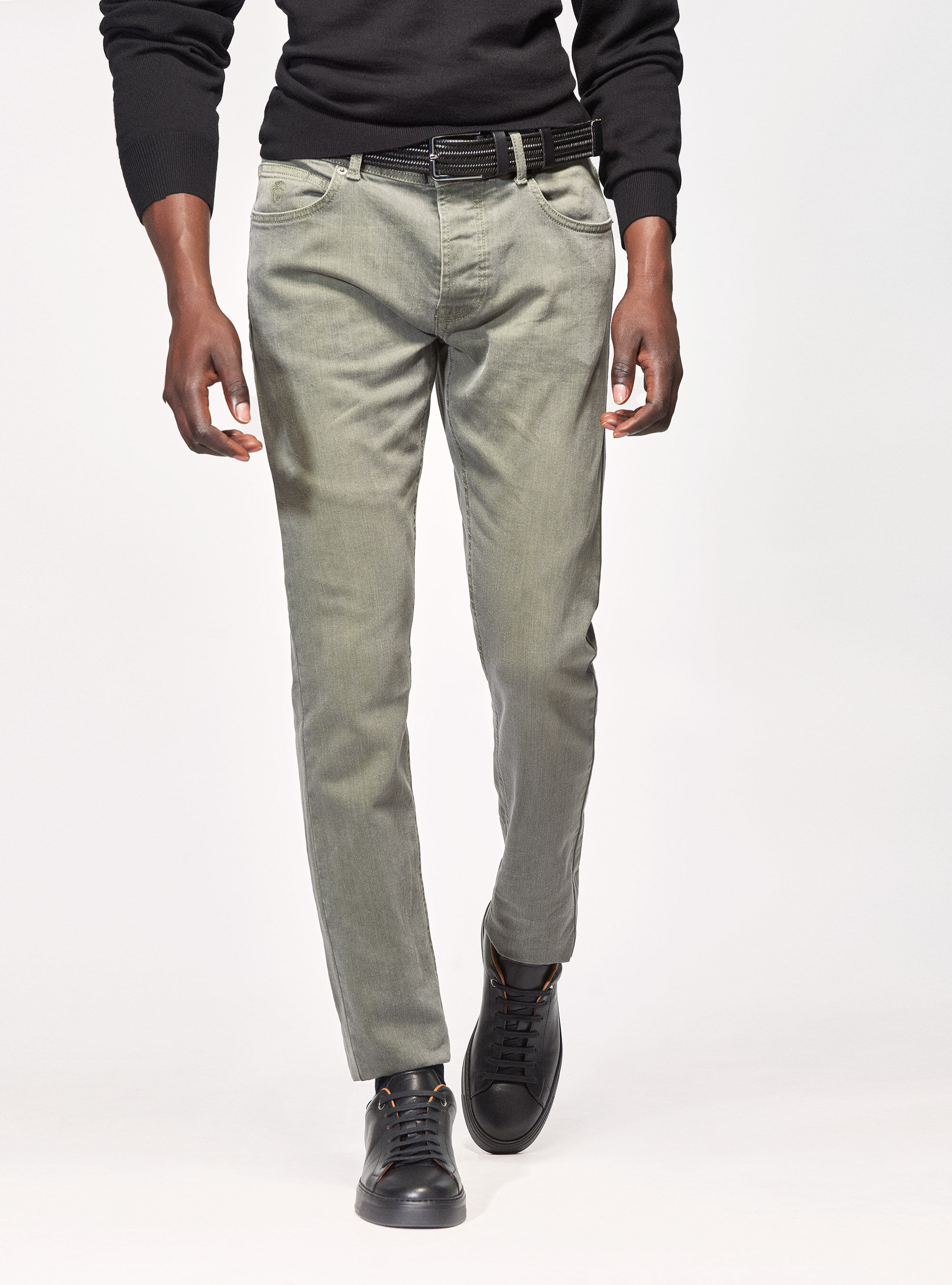 Coloured tailor fit jeans, GREEN