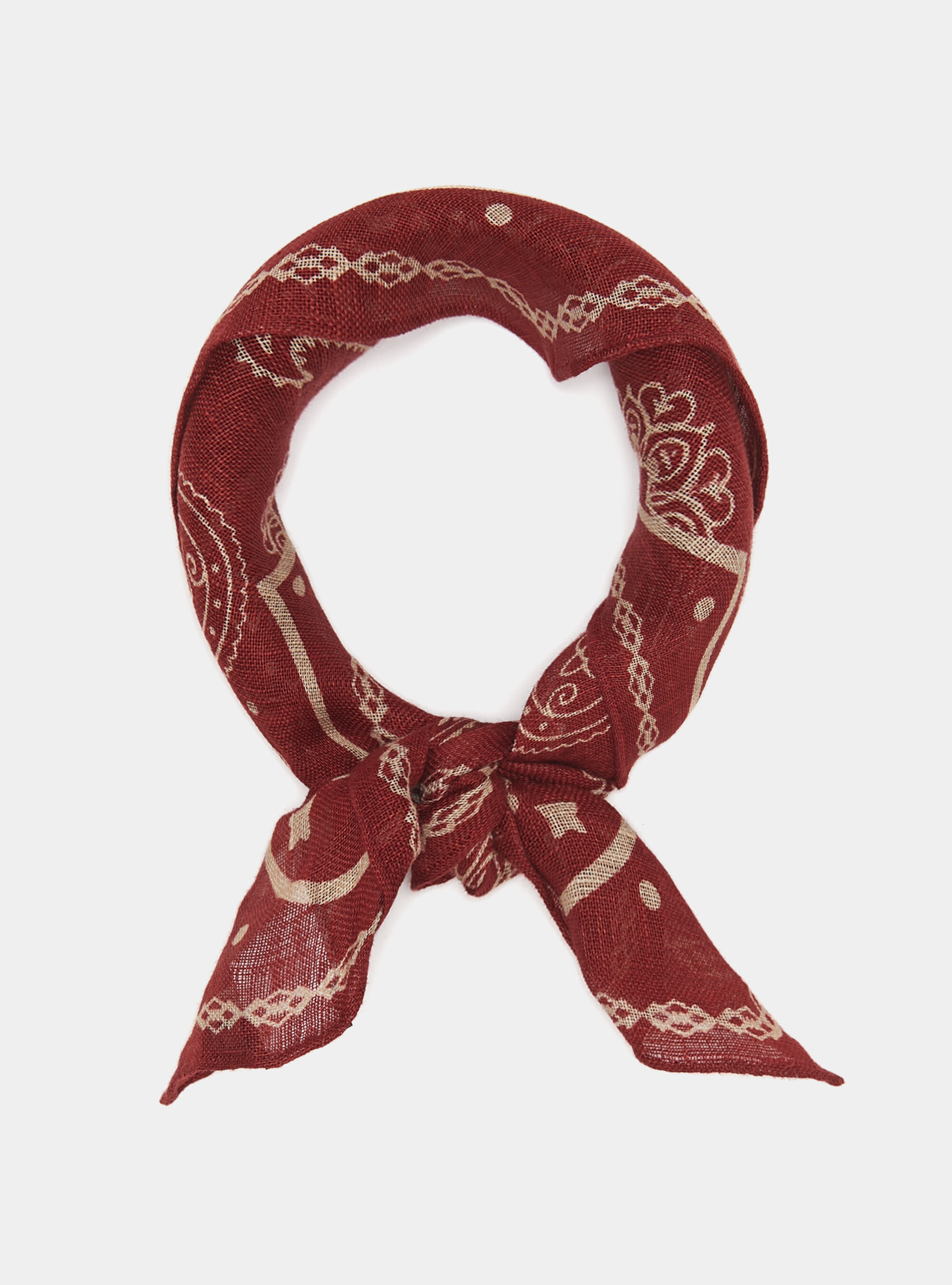 Foulard paisley de lino estampado, BURDEOS