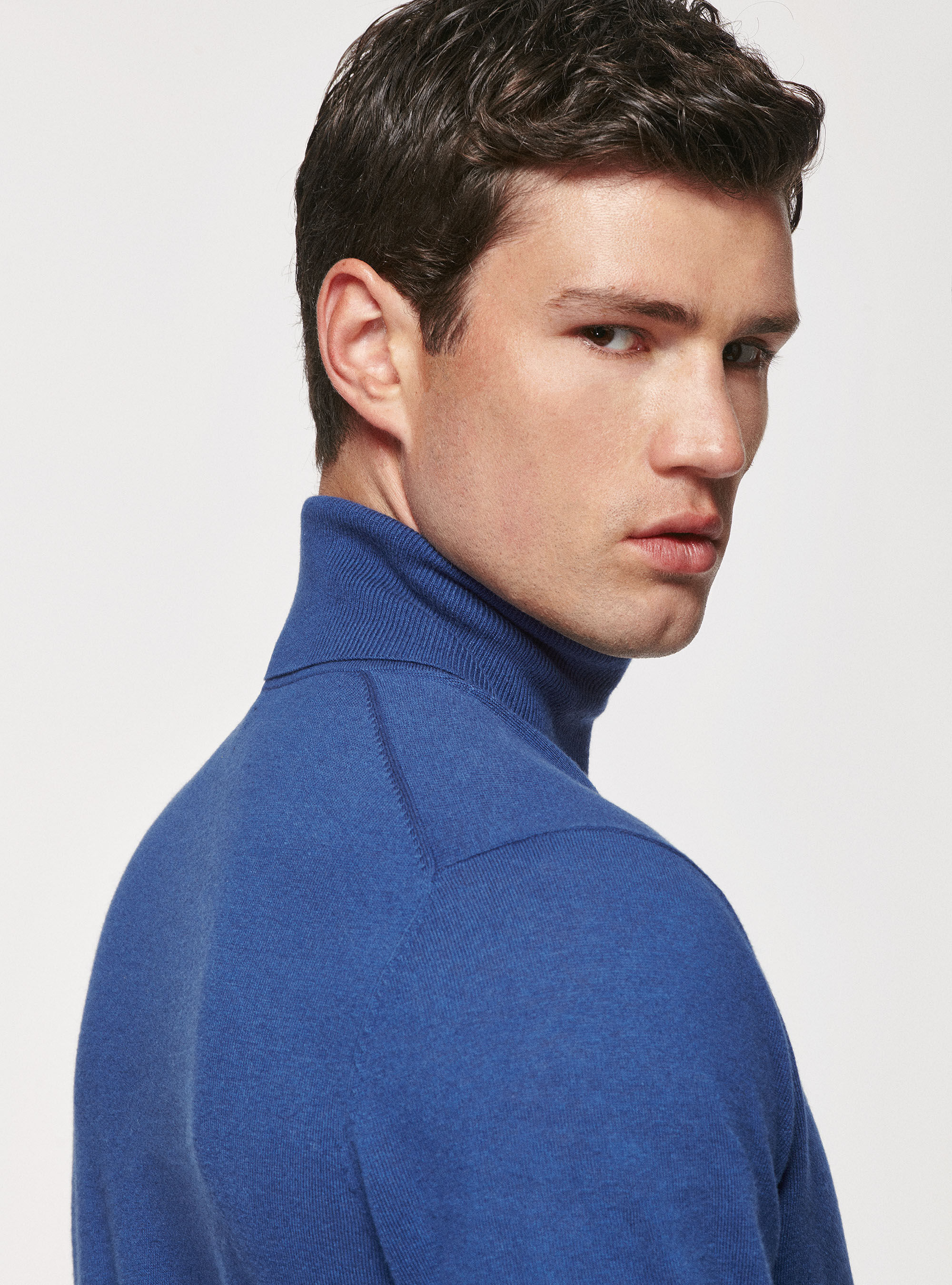 Dolcevita in cotone seta e cashmere, INCHIOSTRO