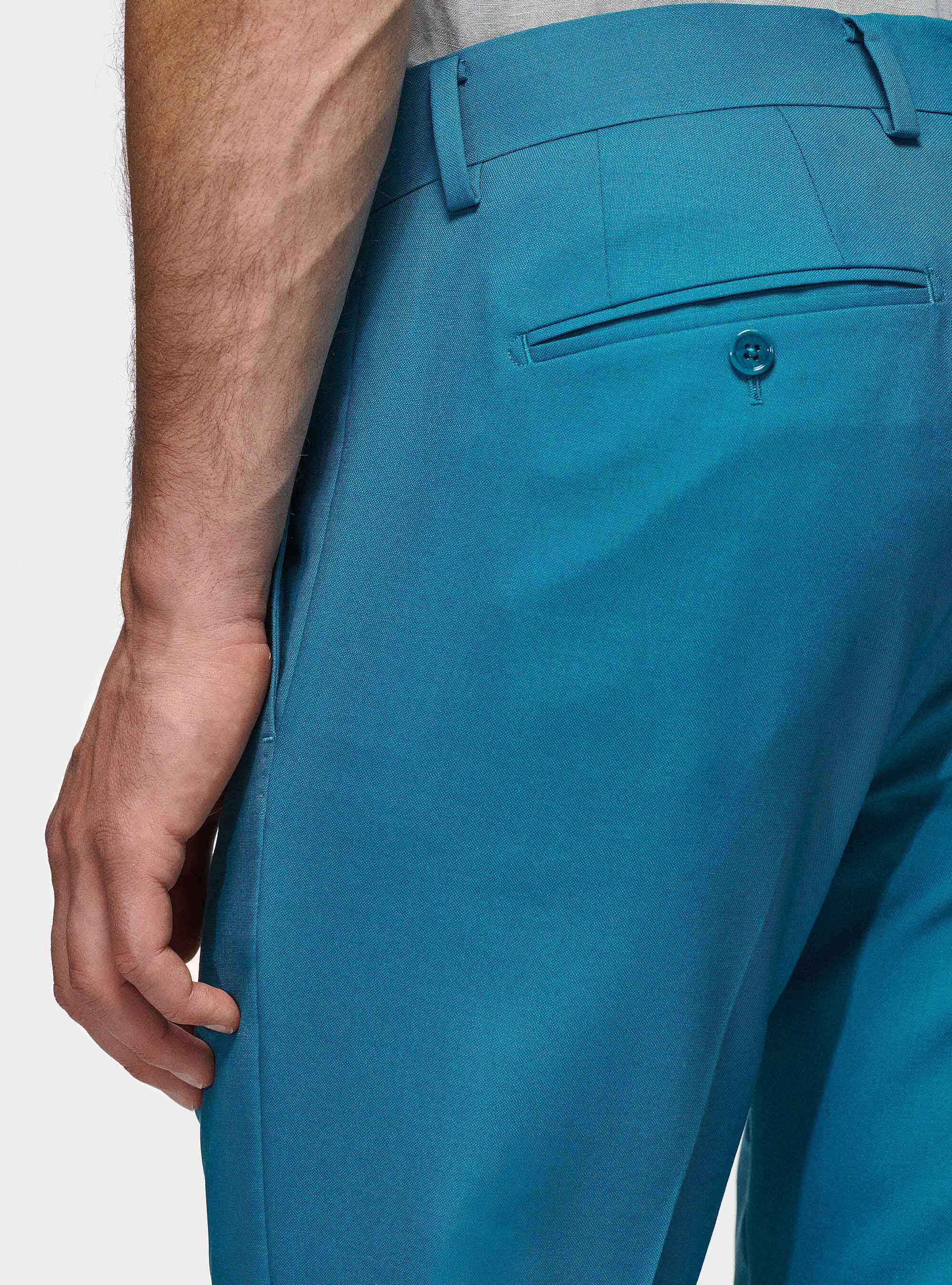 Pantaloni in pura lana Vitale Barberis Canonico, PETROLIO