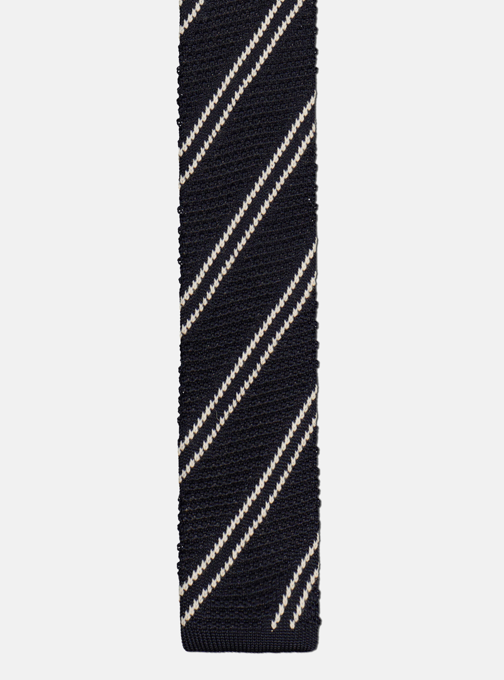 Knitted diagonal stripes tie, NAVY BLUE