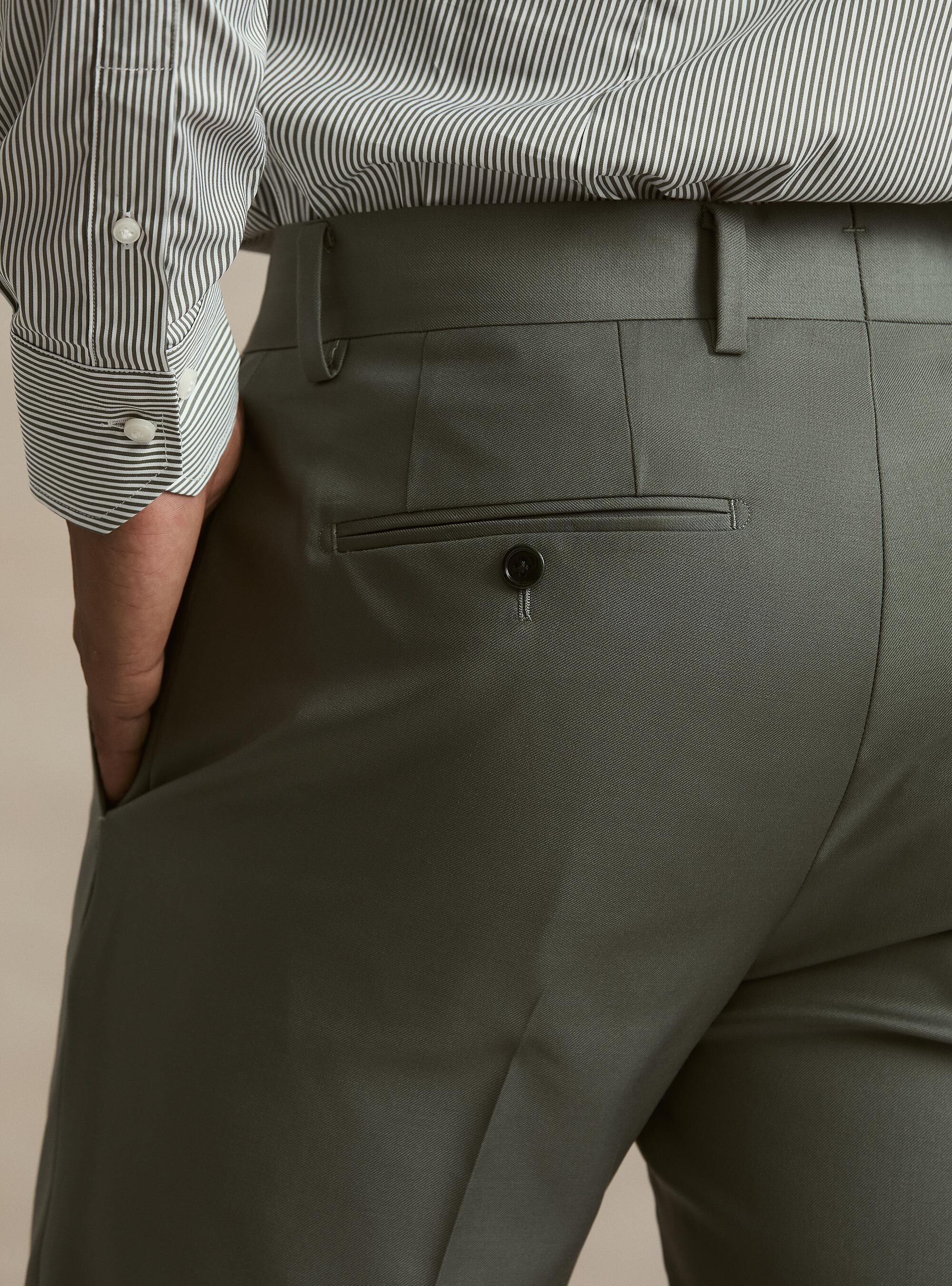 Suit trousers in pure wool by Vitale Barberis Canonico, SALVIA 0602C