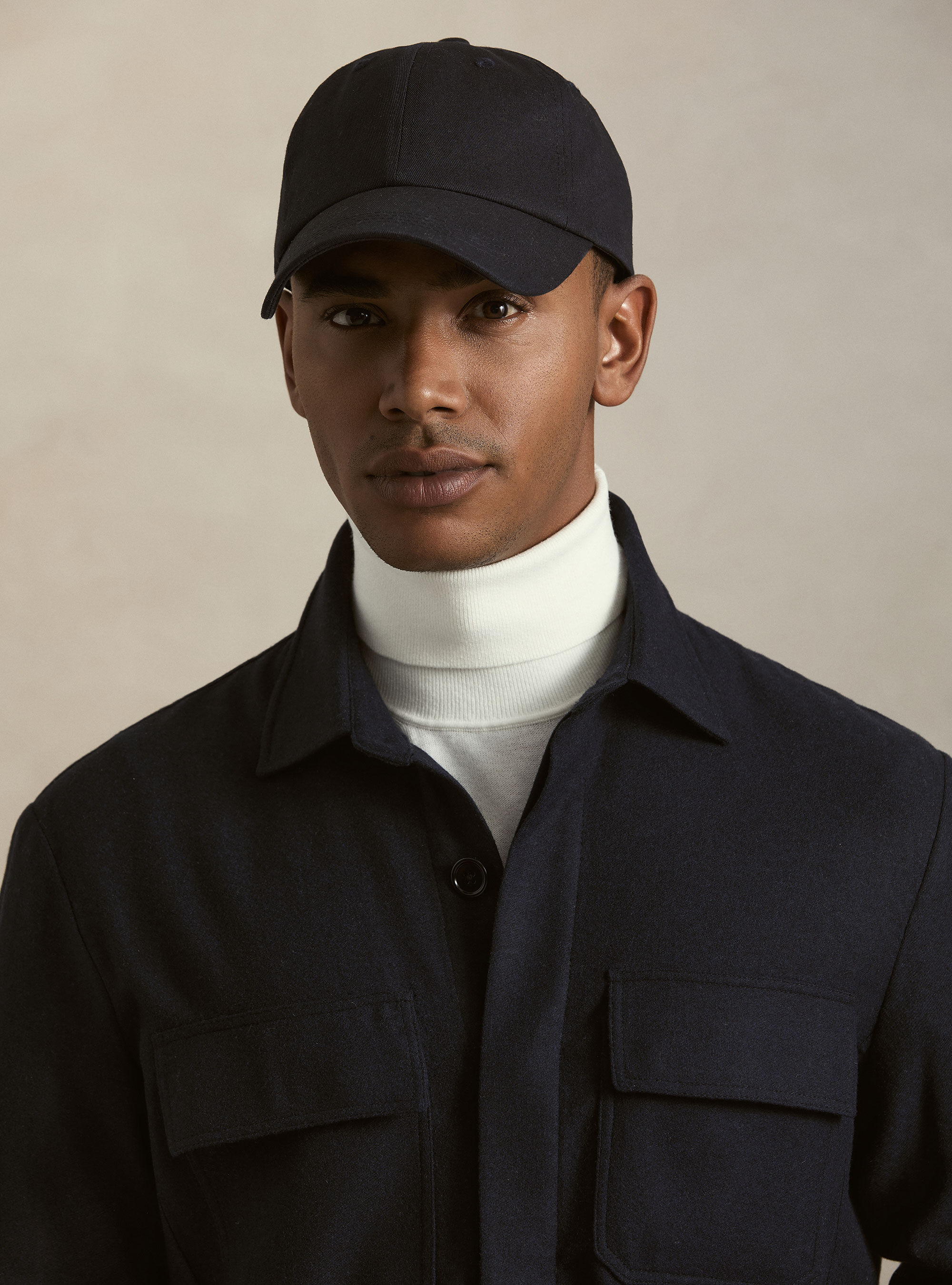 Lightweight wool blend flannel overshirt, NAVY