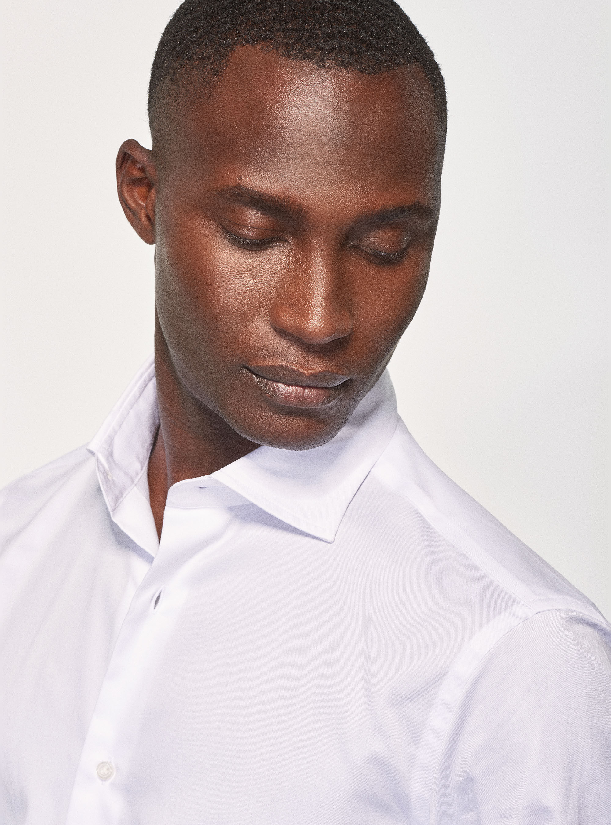Slim fit cotton twill shirt, WHITE