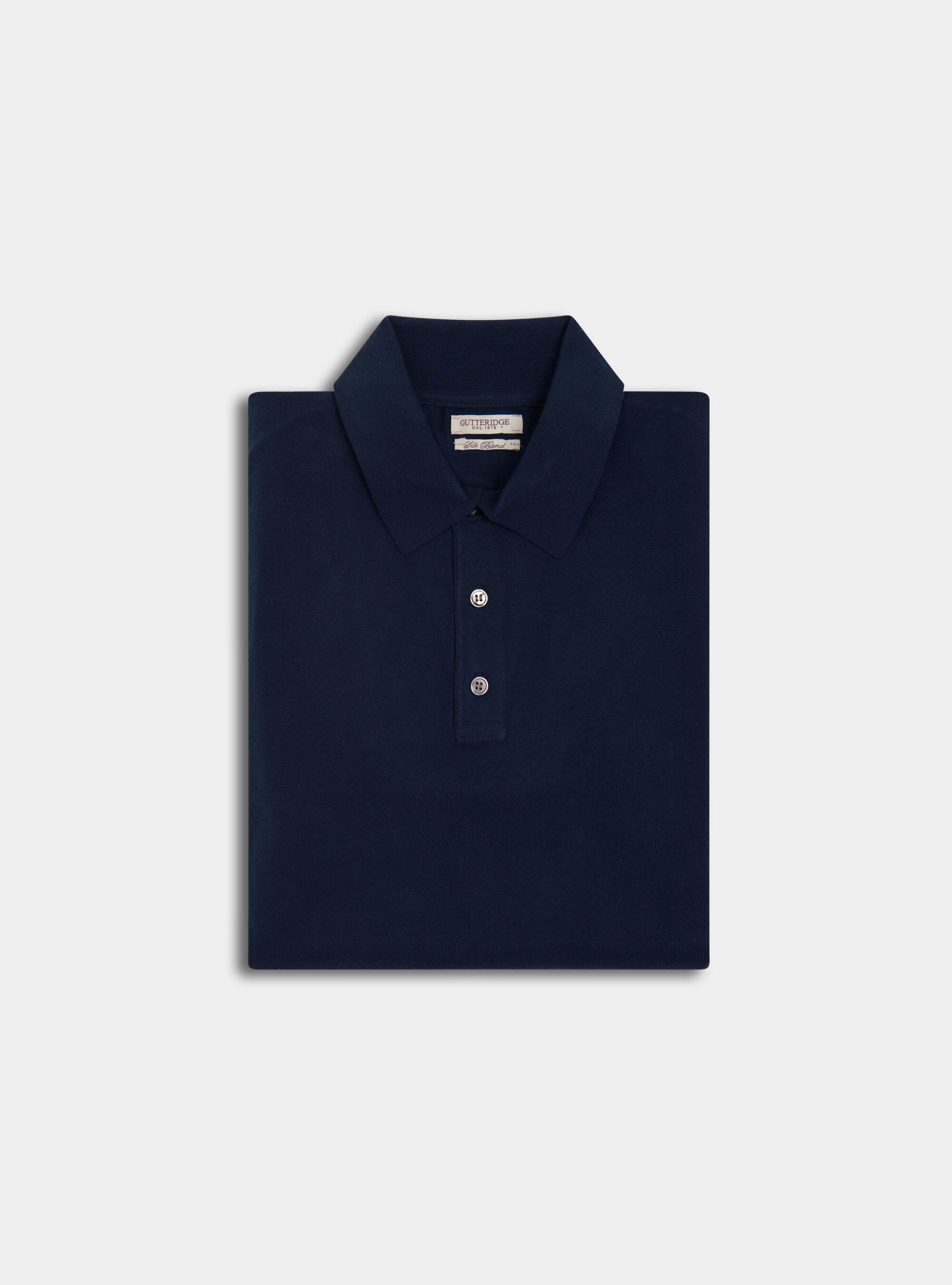 Polo en soie et coton, BLEU MARINE