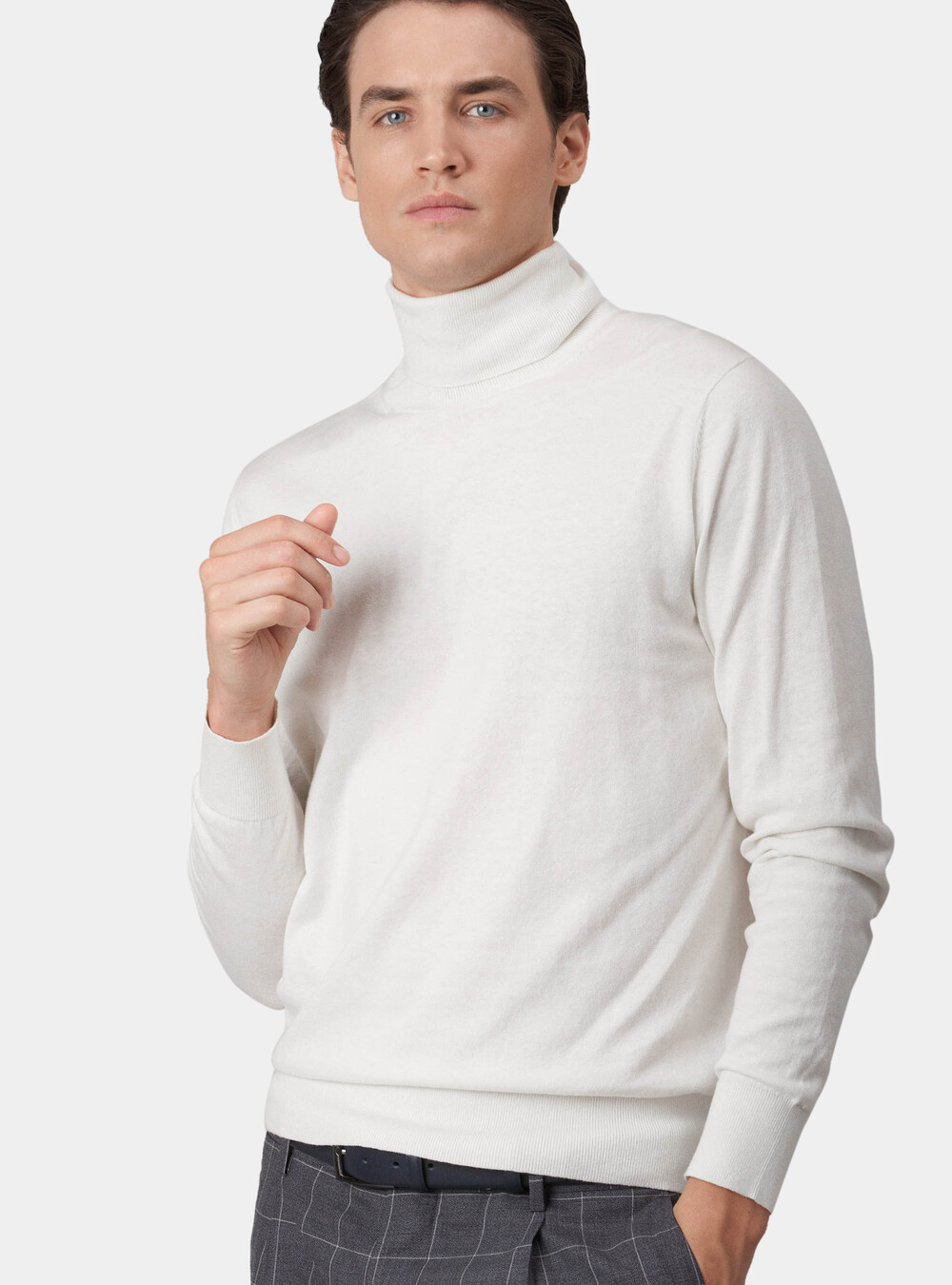 Cotton silk and cashmere turtleneck sweater