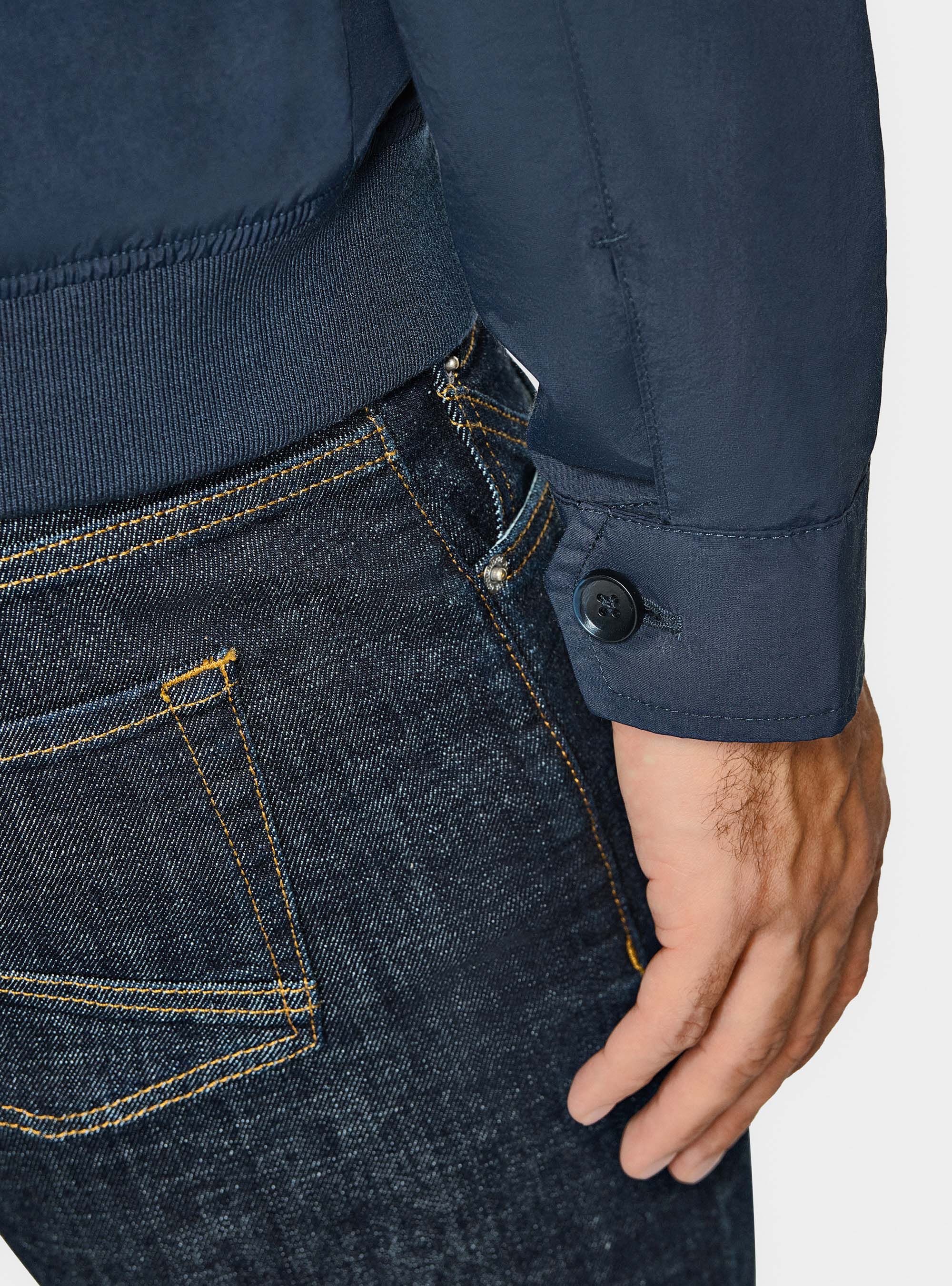 Bomber jacket in technical fabric, NAVY BLUE