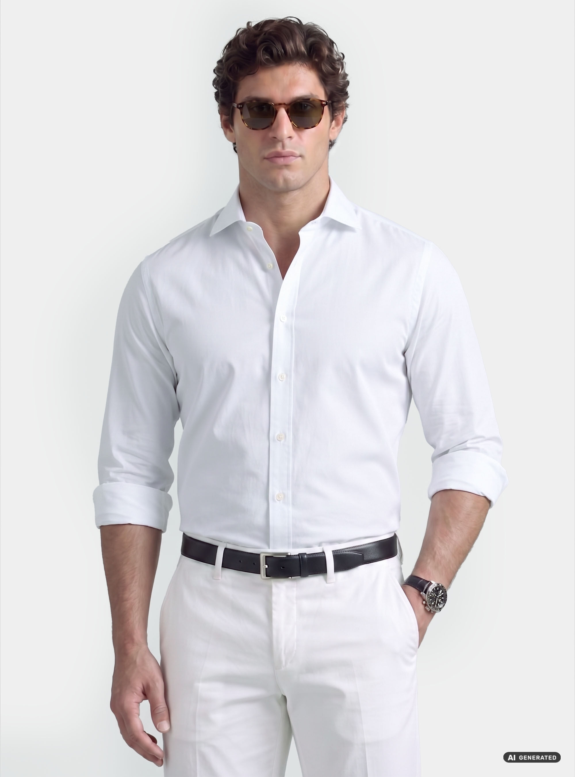 Custom-fit cotton poplin shirt