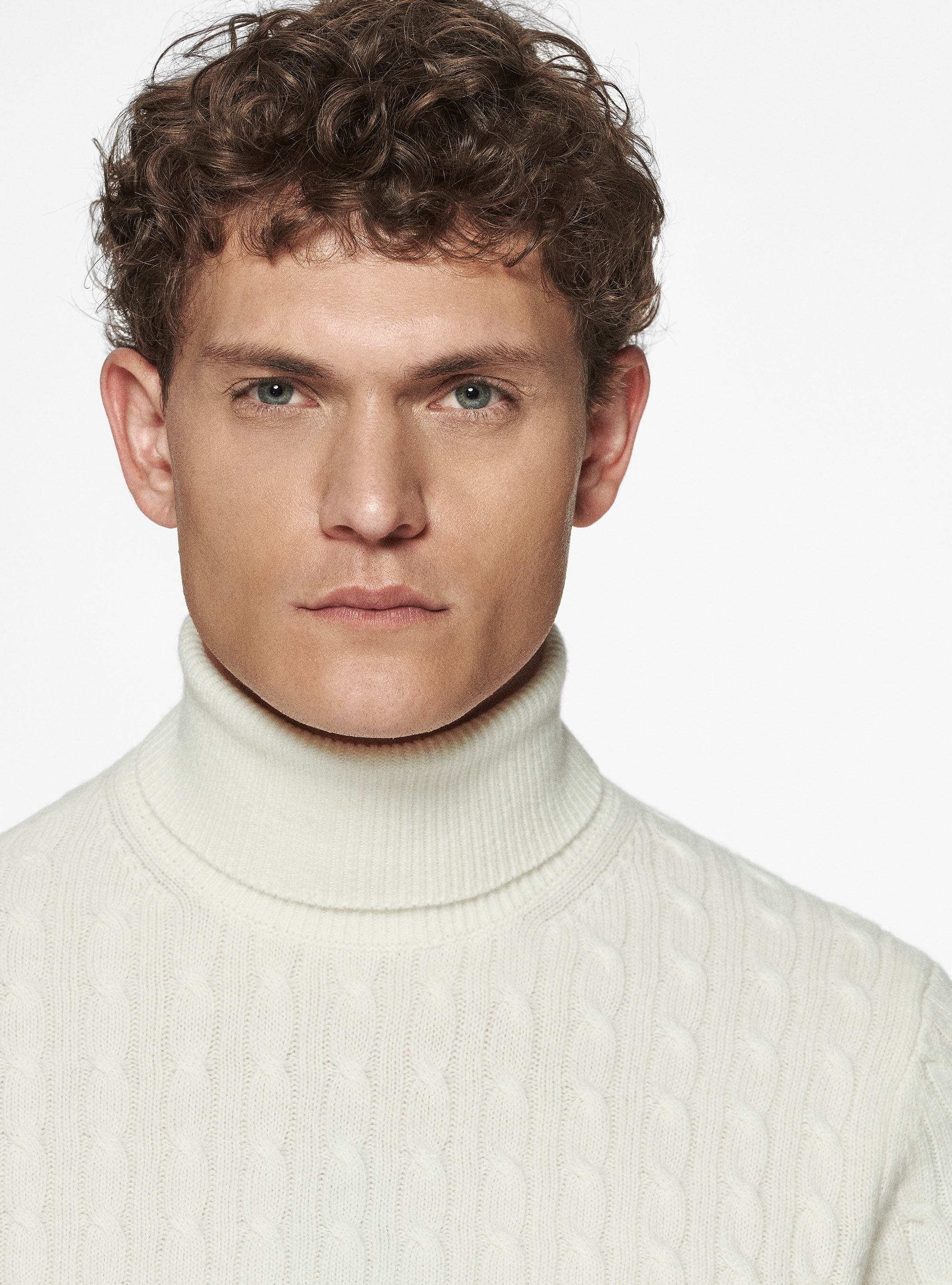 Maglione Collo Alto Dolcevita Trecce Uomo Cashmere Cashmere