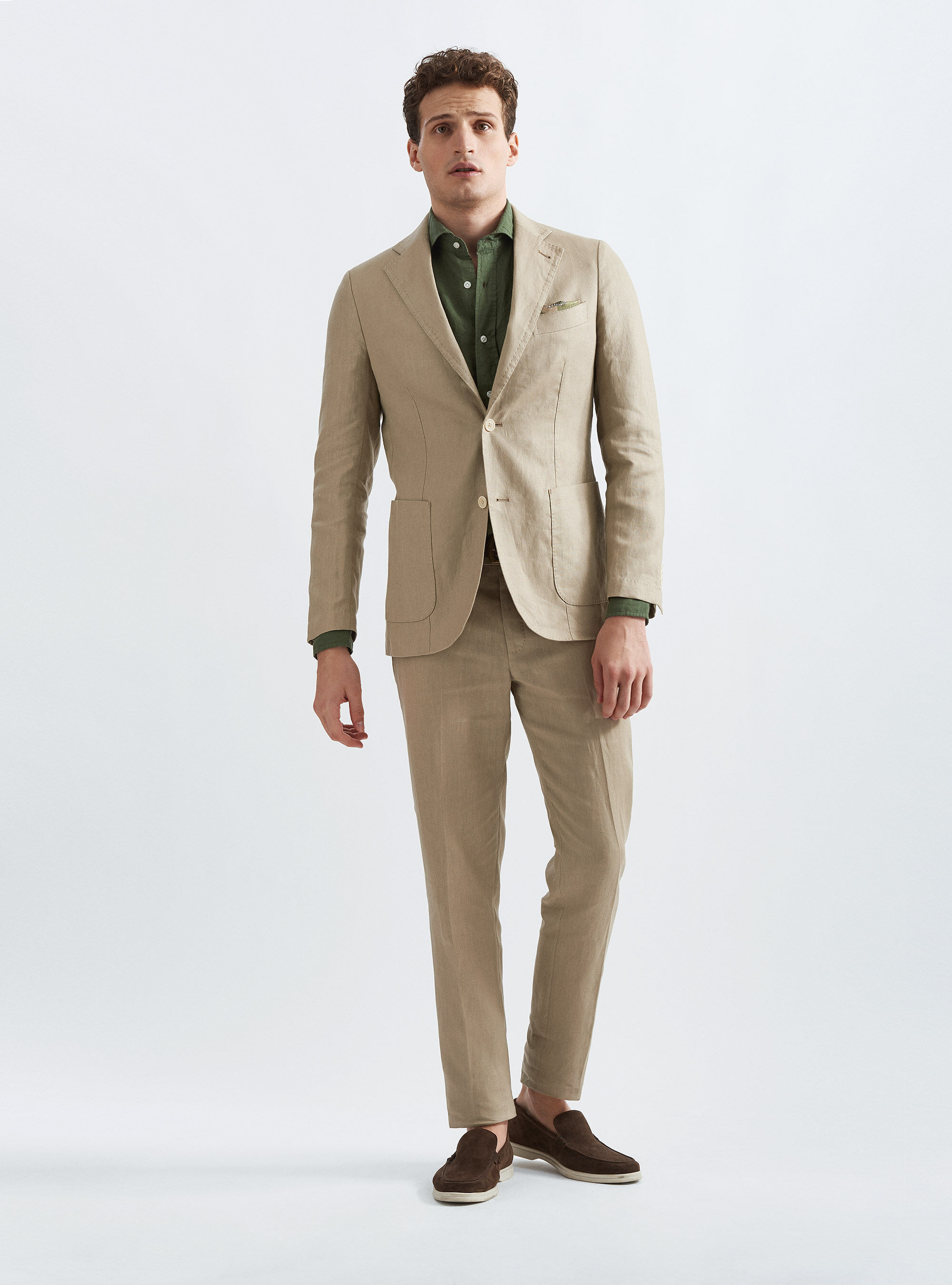 Giacca per abito in puro lino, FANGO