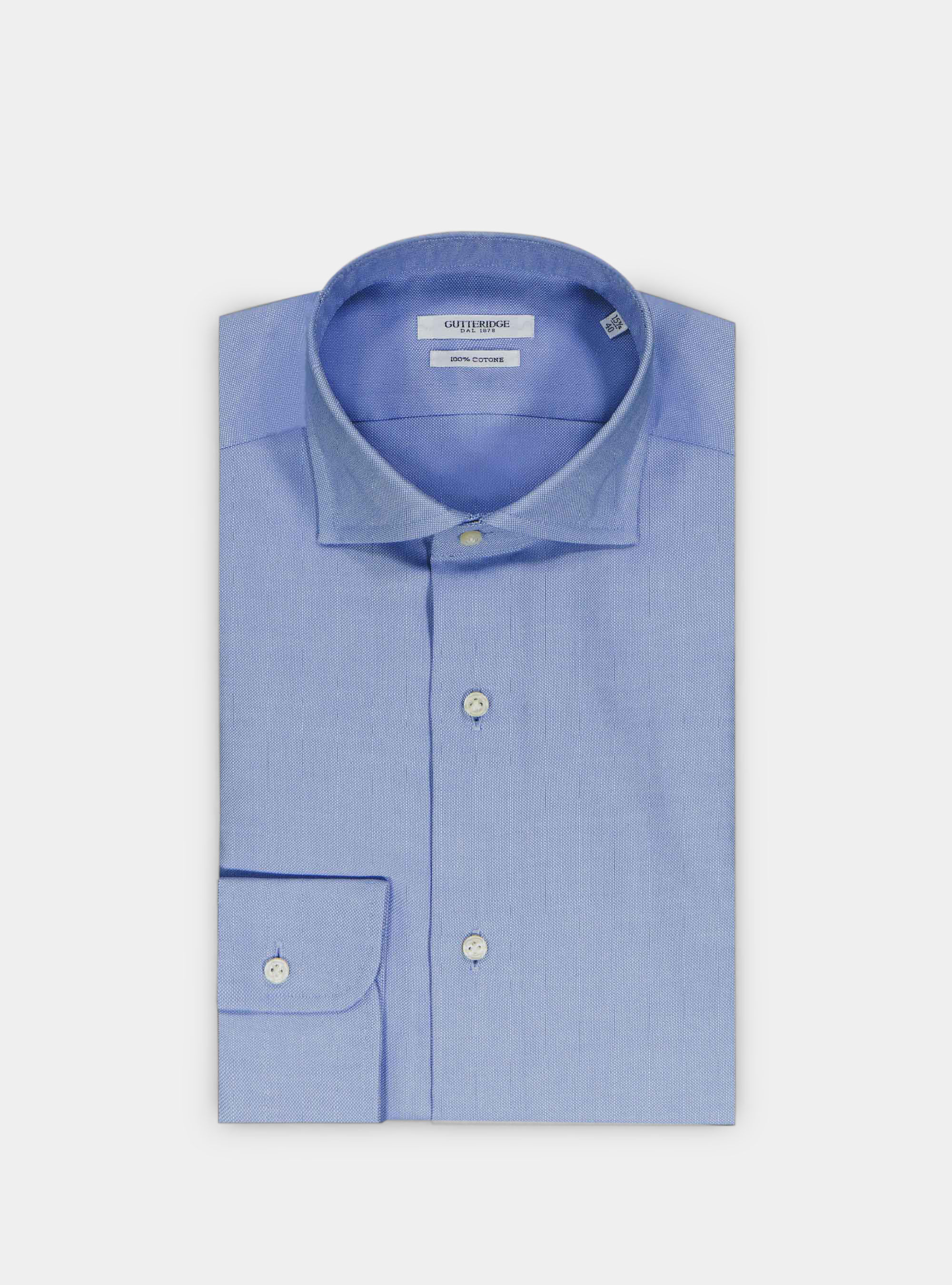 Camicia in oxford di cotone armaturato, AZZURRO