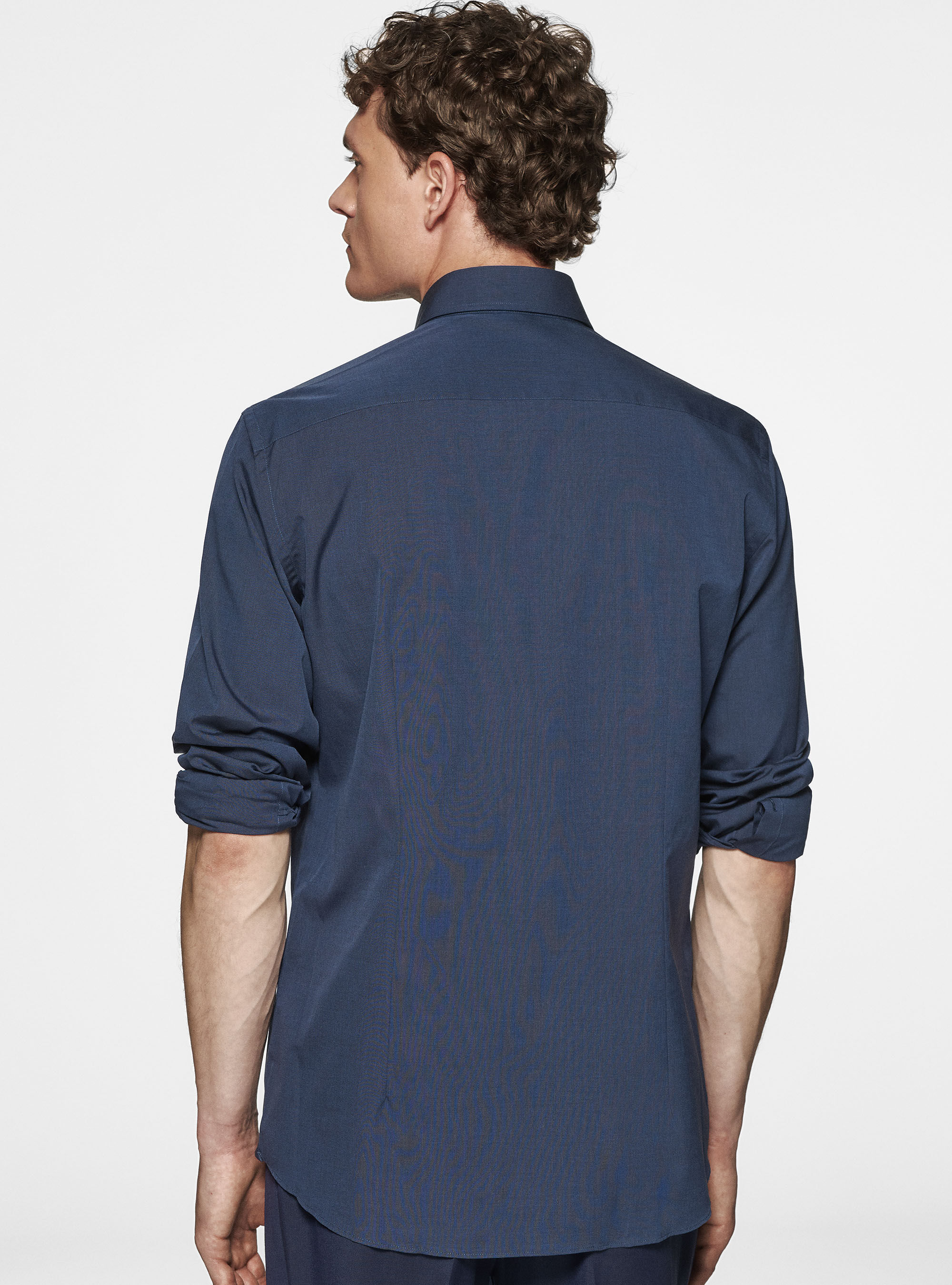 Chemise en coton fil &agrave; fil, BLEU MARINE