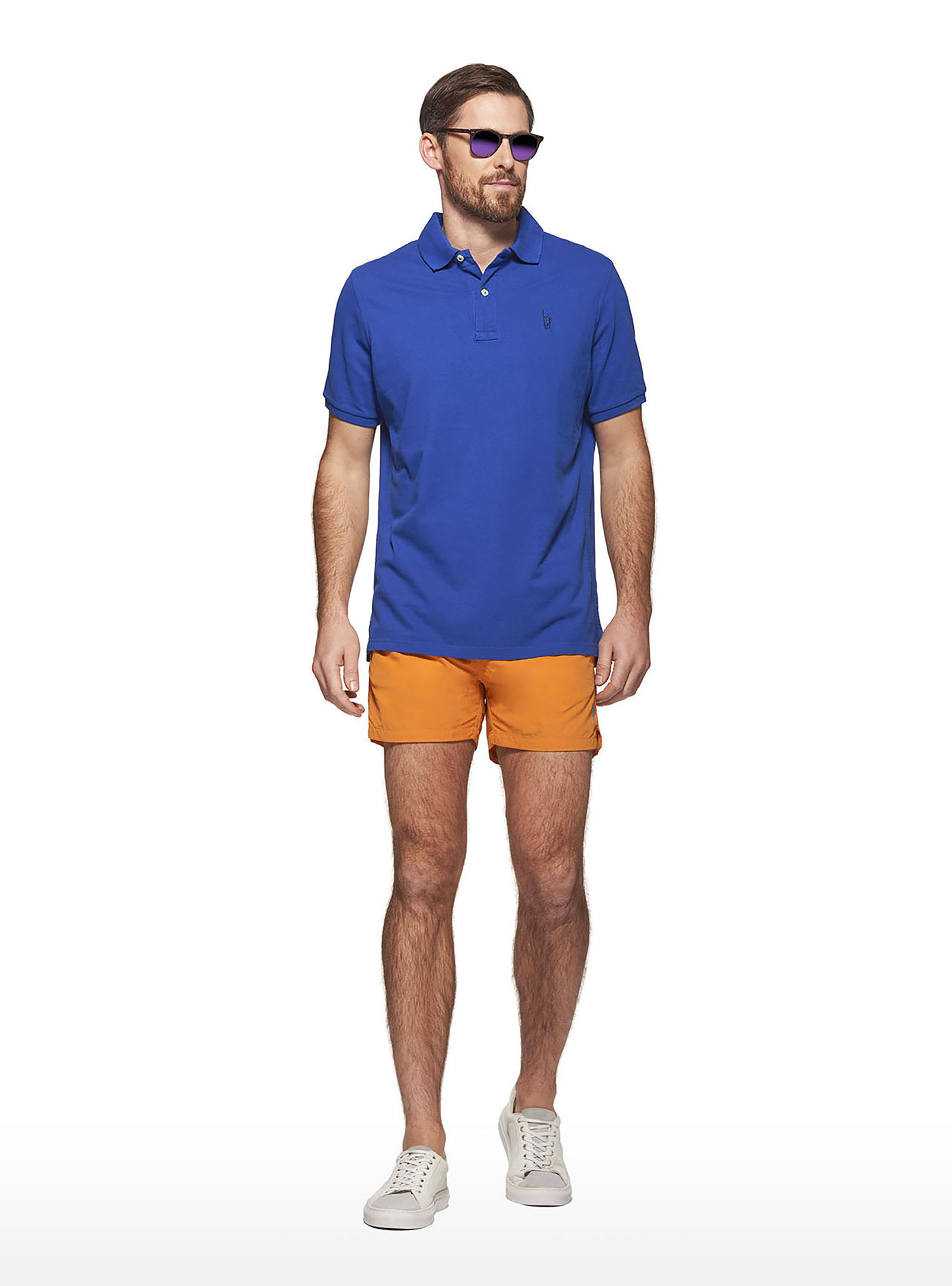Maillot de bain basique de couleur unie avec broderie, ORANGE