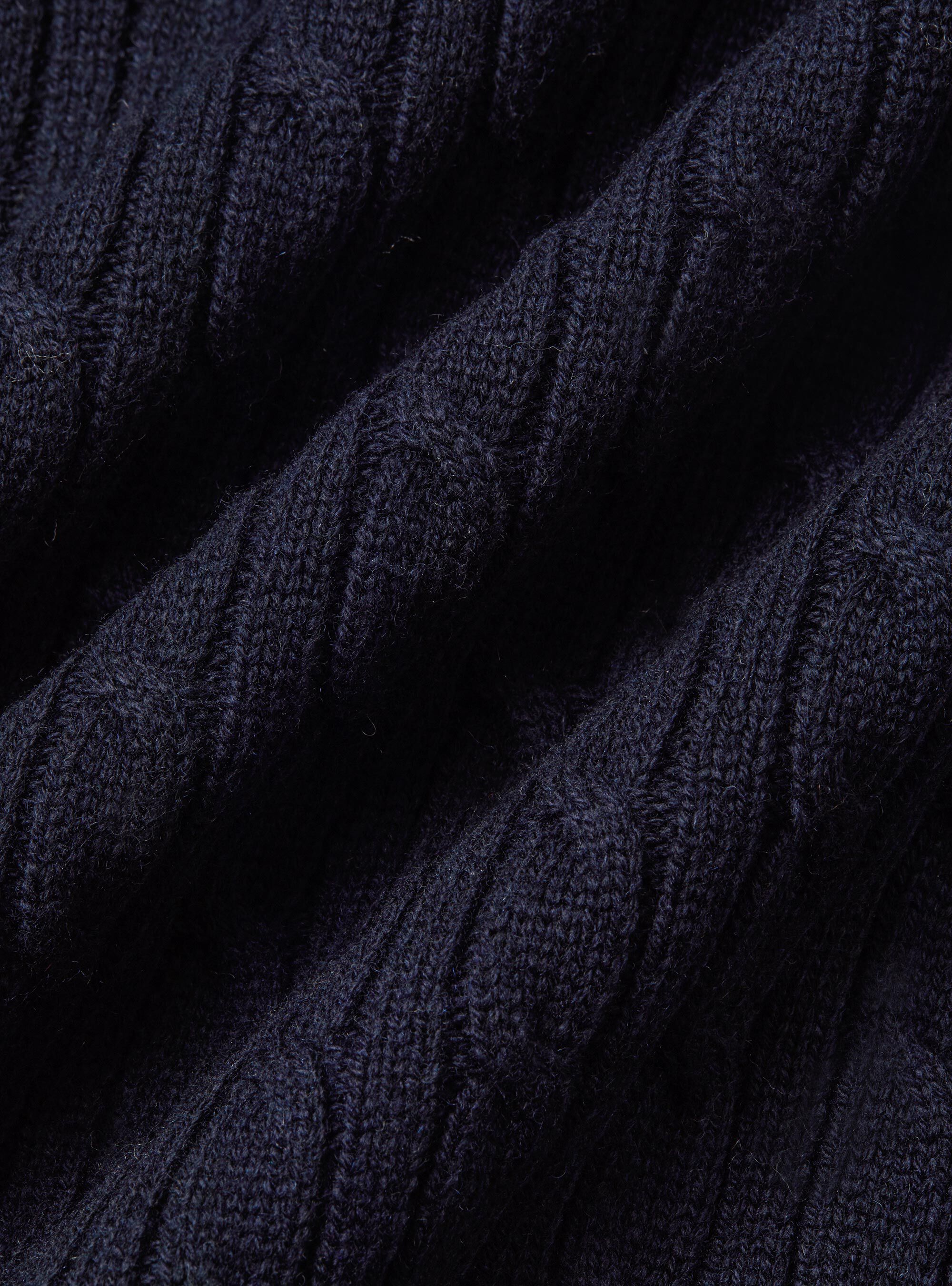 Maglia con collo mock e treccia in misto lana, BLU NAVY