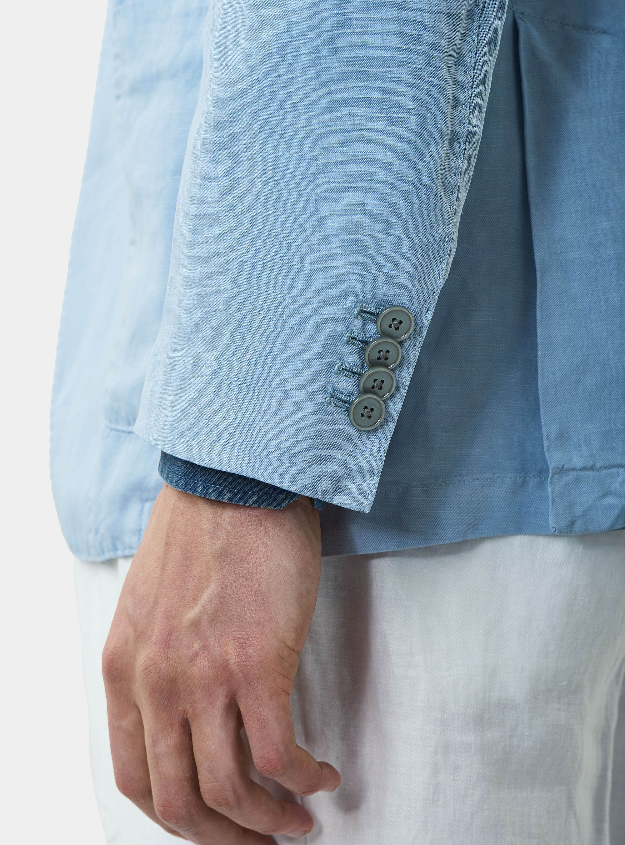 Linen blend blazer, LIGHT BLUE