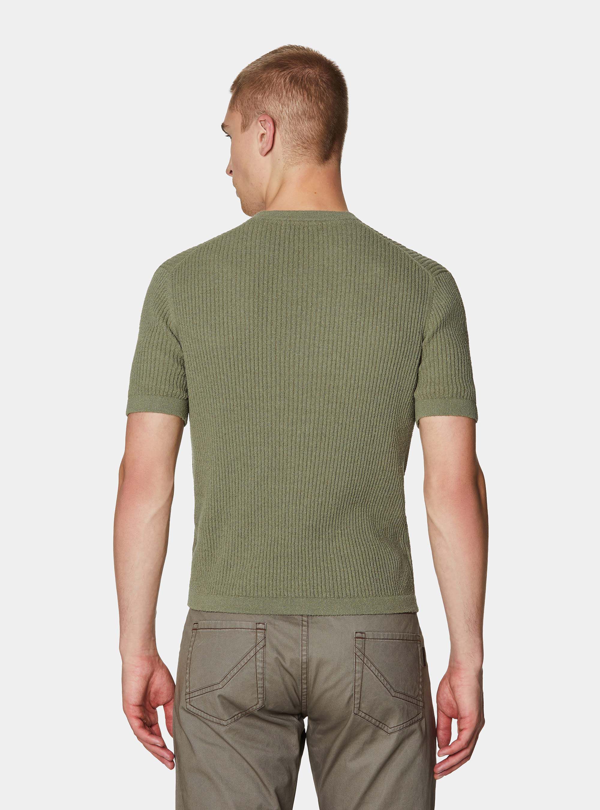 Girocollo in maglia boucl&egrave; a costina, SALVIA 0602C