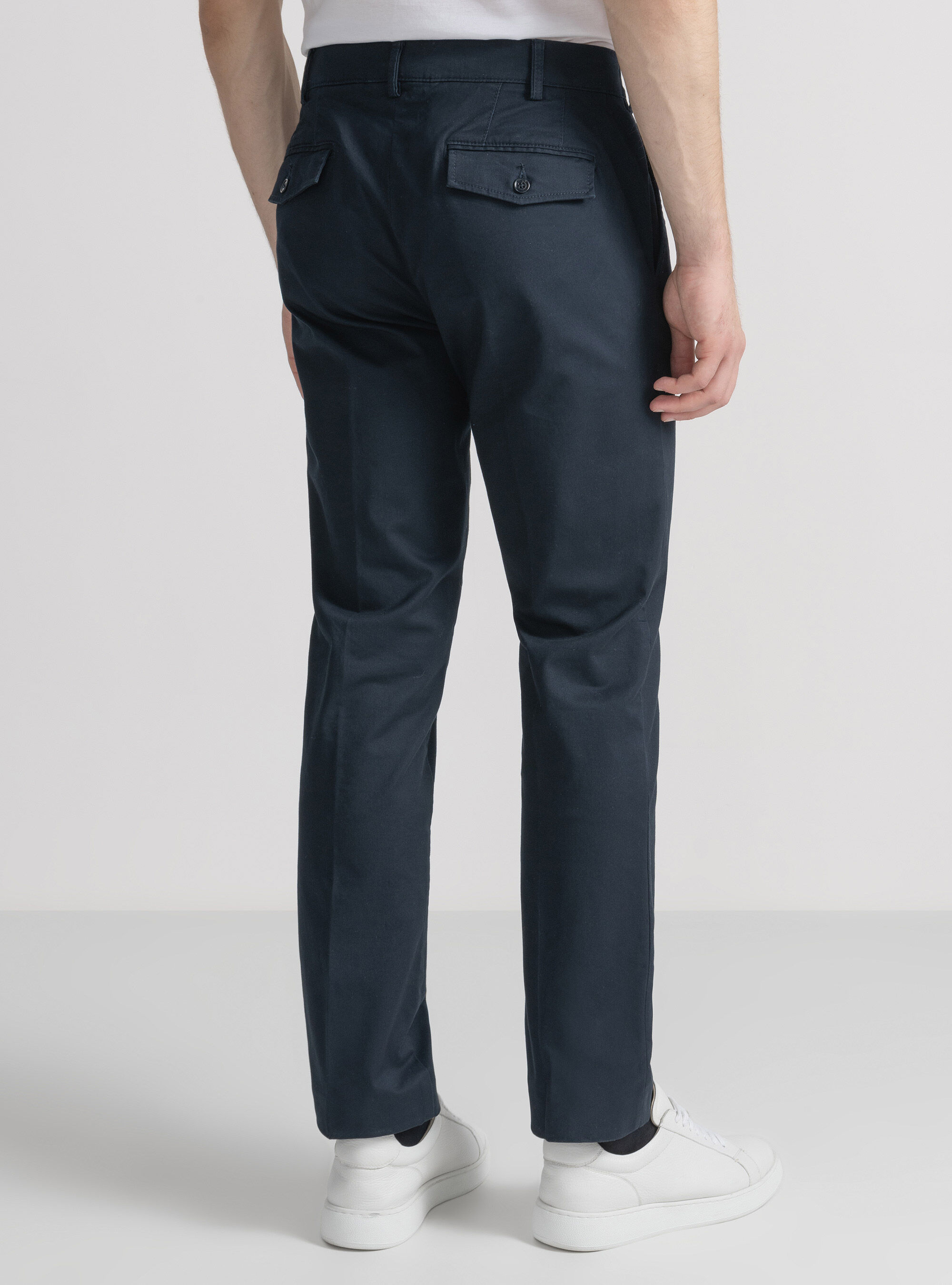 Pantaloni chino slim fit in twill stretch, BLU NAVY