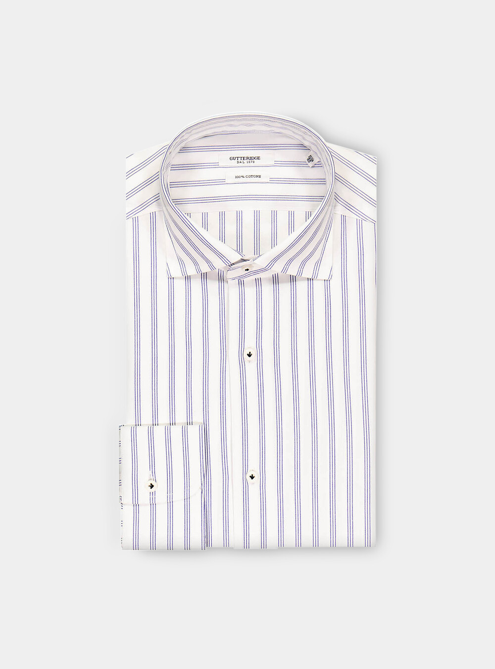 Striped Semi Open Collar French Collar Shirt In Reinforced Cotton Gutteridgeeu Cf772gur114 Striped Semi Open Collar French Collar Shirt In Reinforced Cotton Gutteridgeeu Cf772gur114