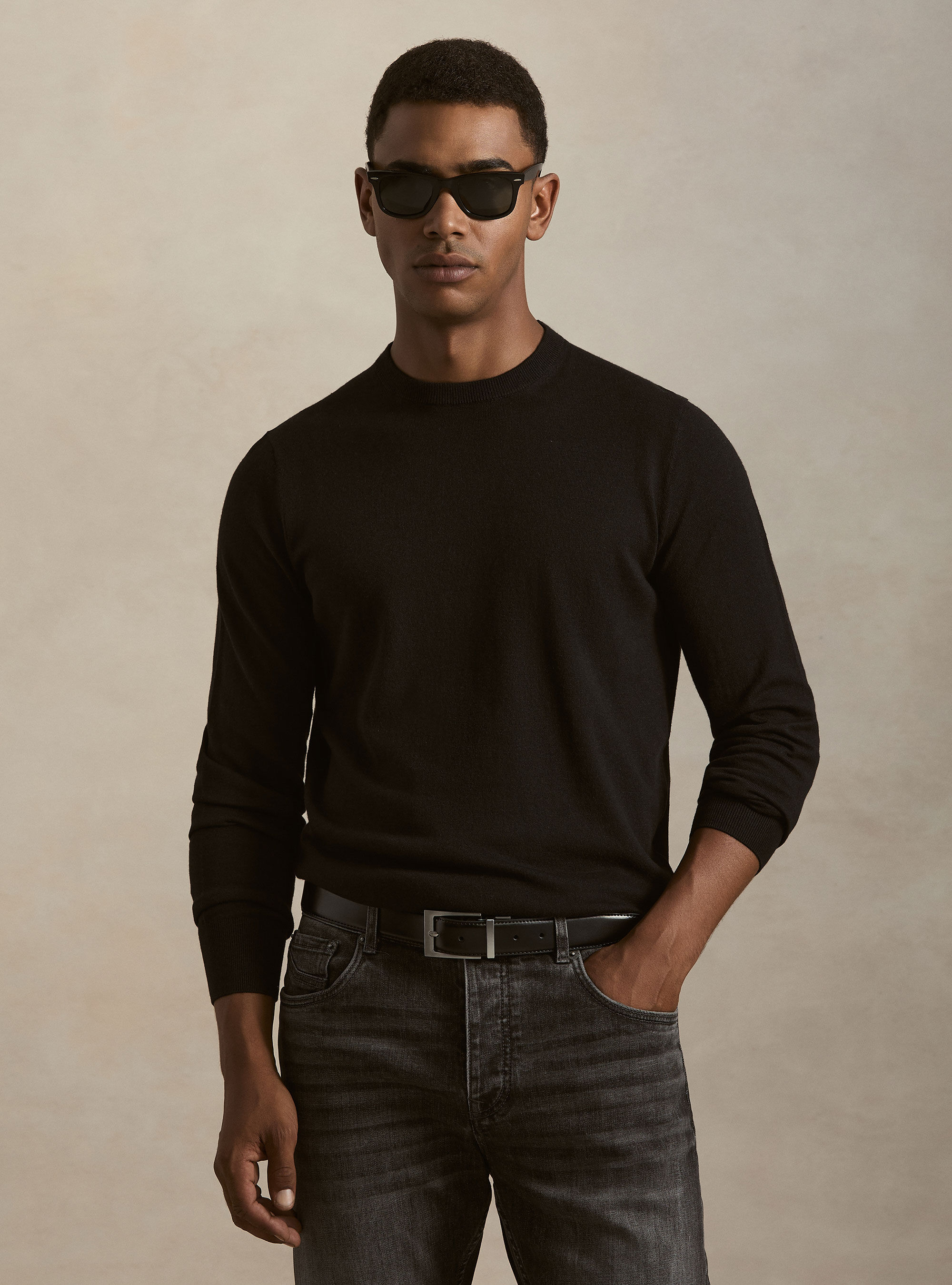 Maglia girocollo in cotone seta e cashmere