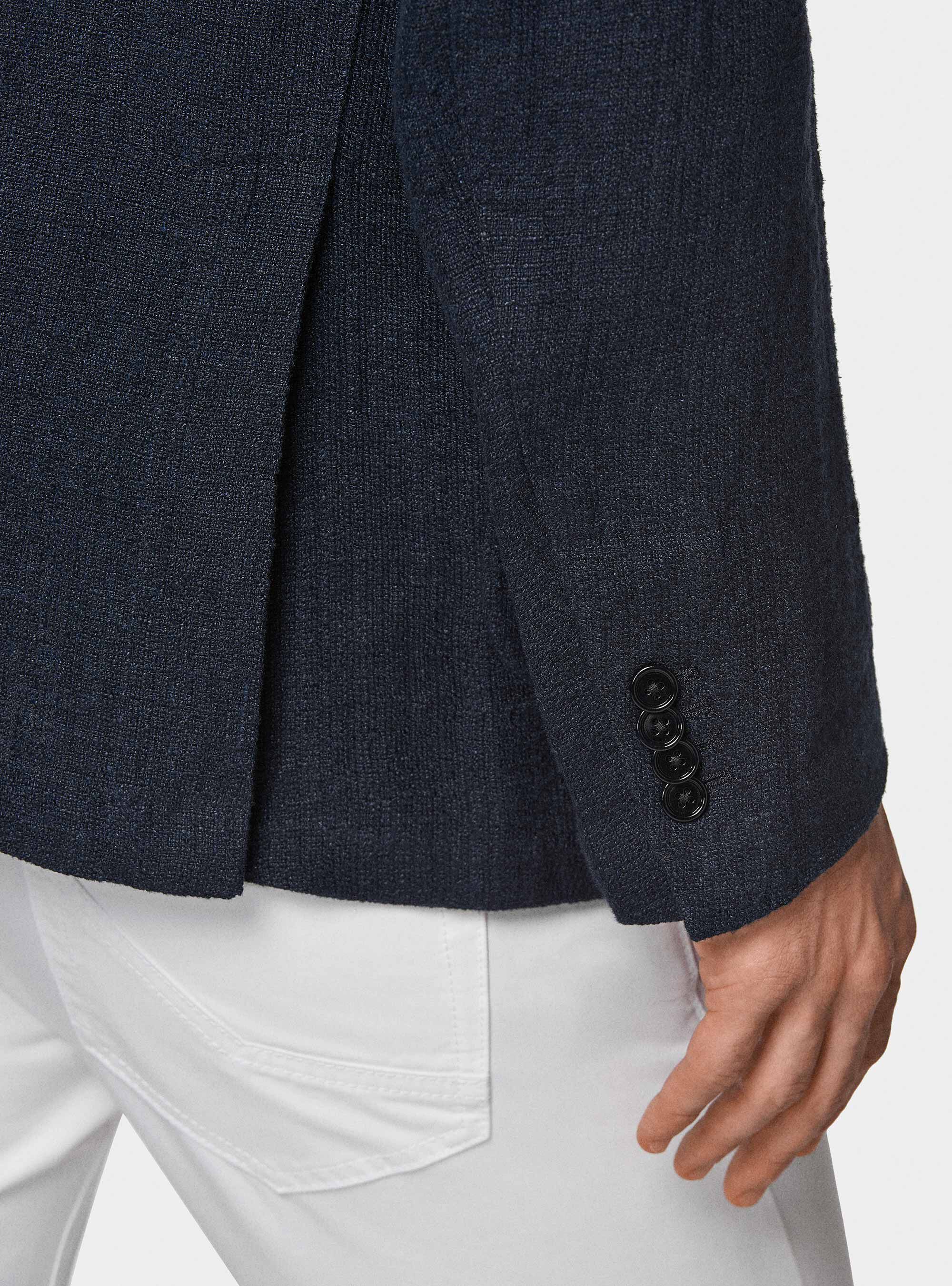 Giacca in lino crepe, BLU NAVY