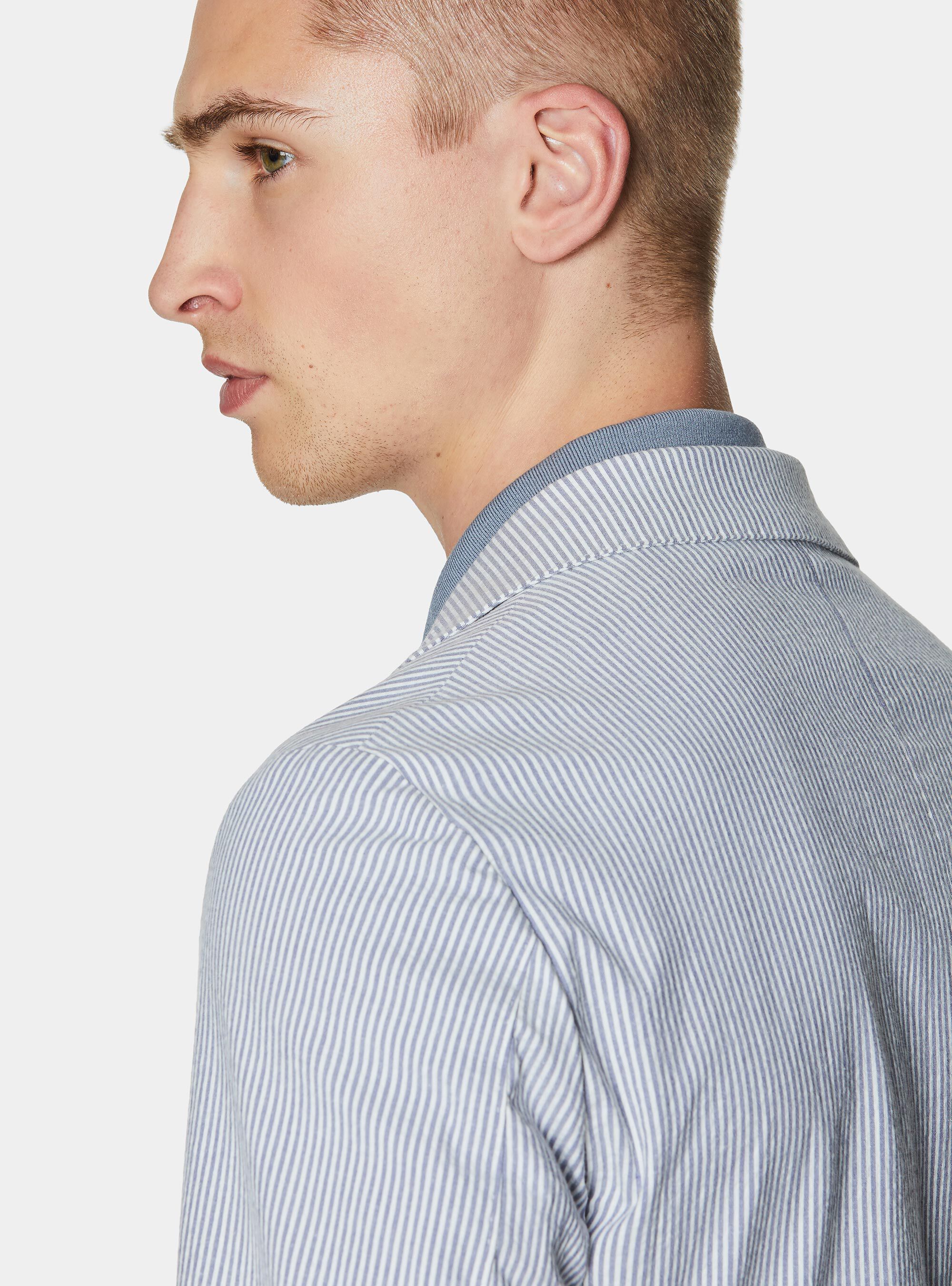 Giacca in cotone seersucker rigato, BLU