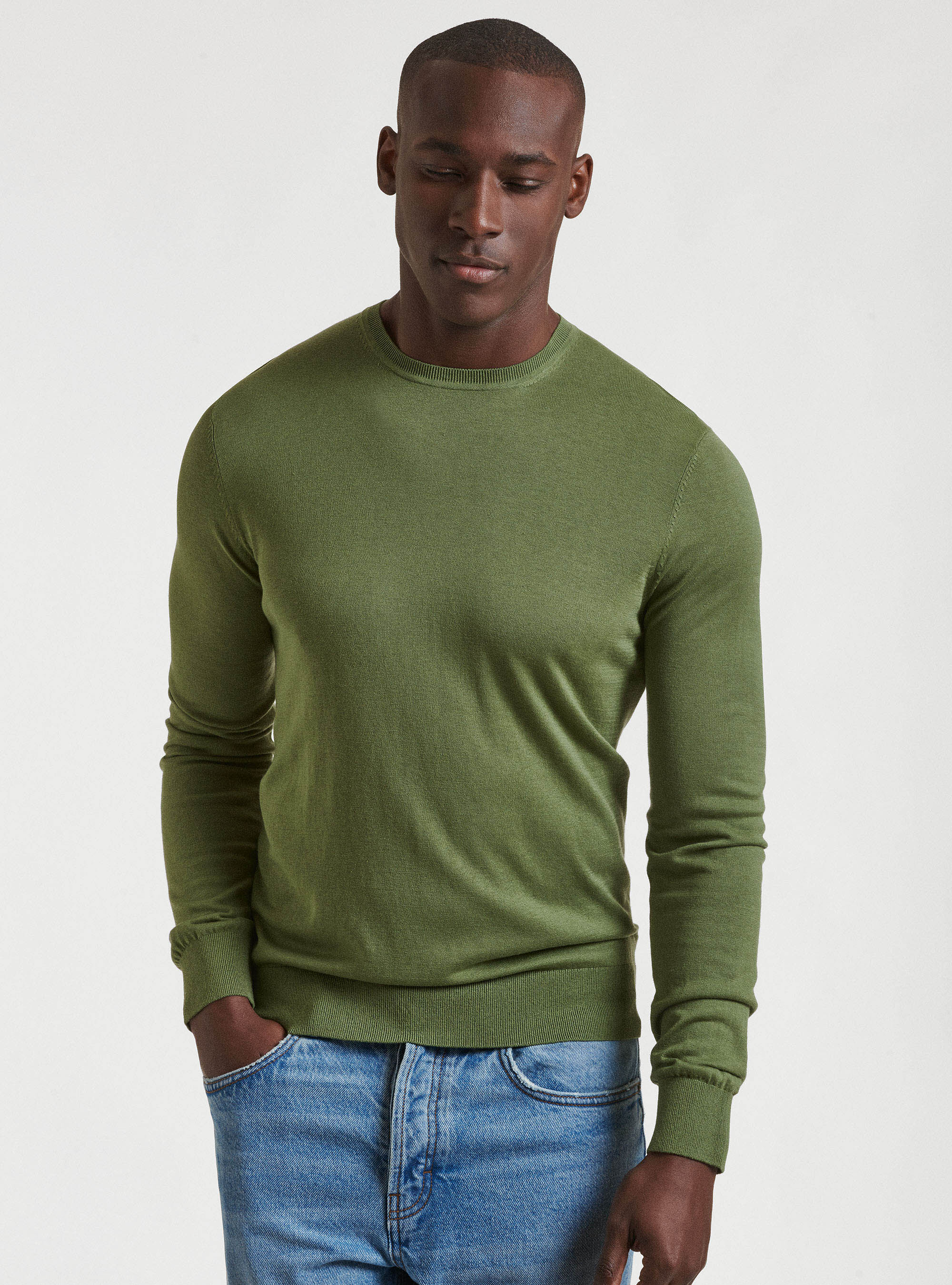 Olive crew neck sweater online