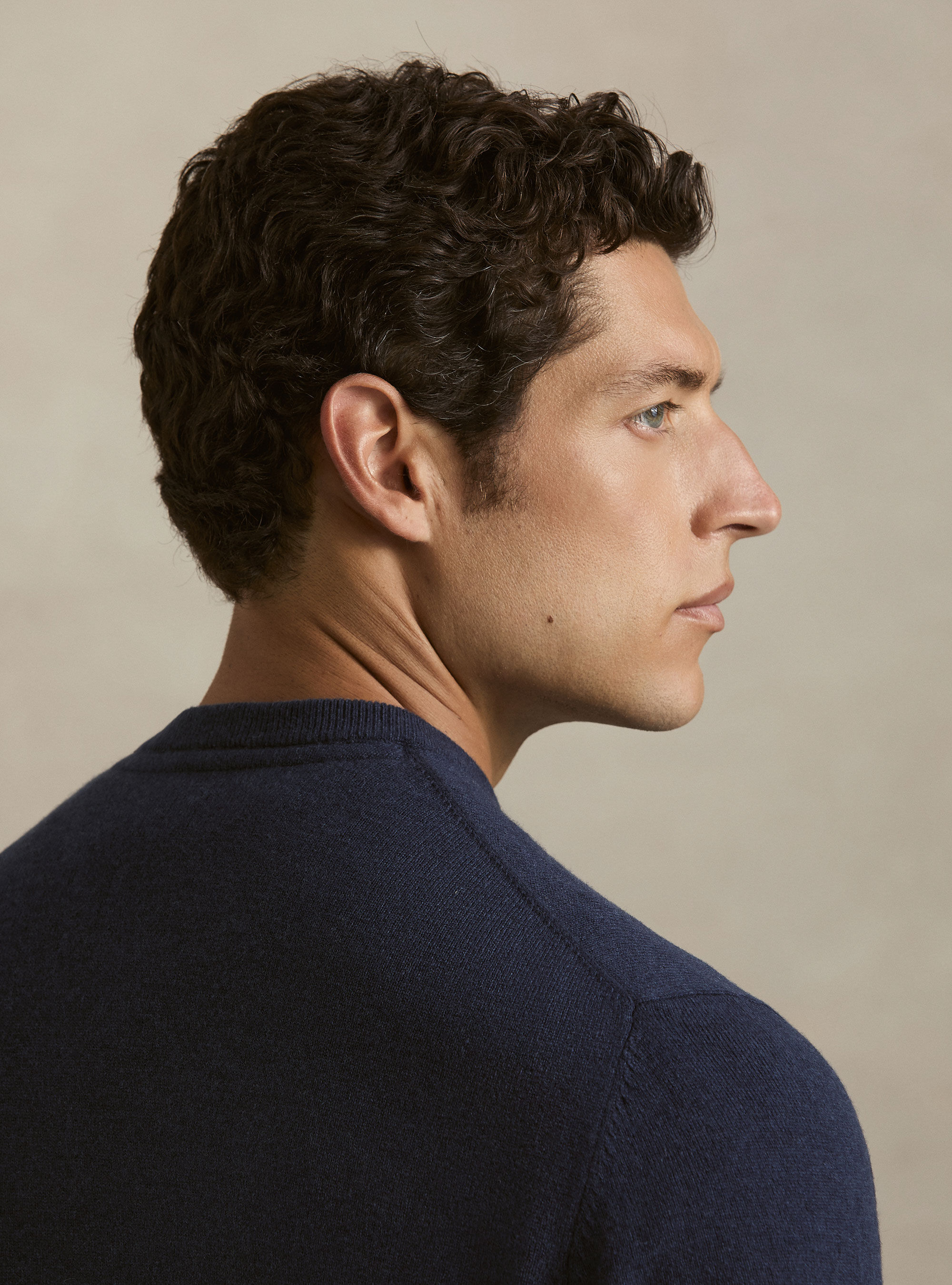 Lambswool and cashmere crewneck sweater, INK