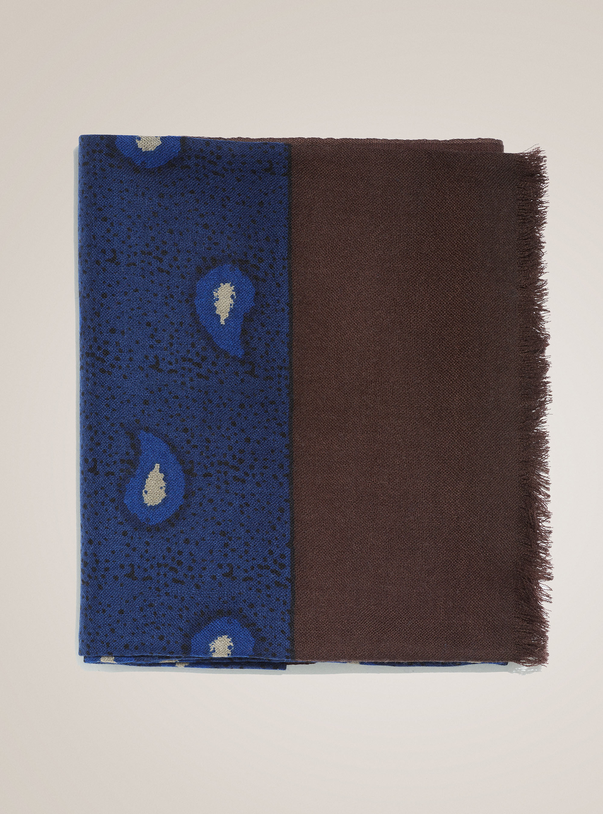 100% wool scarf with pattern, NAVY BLUE