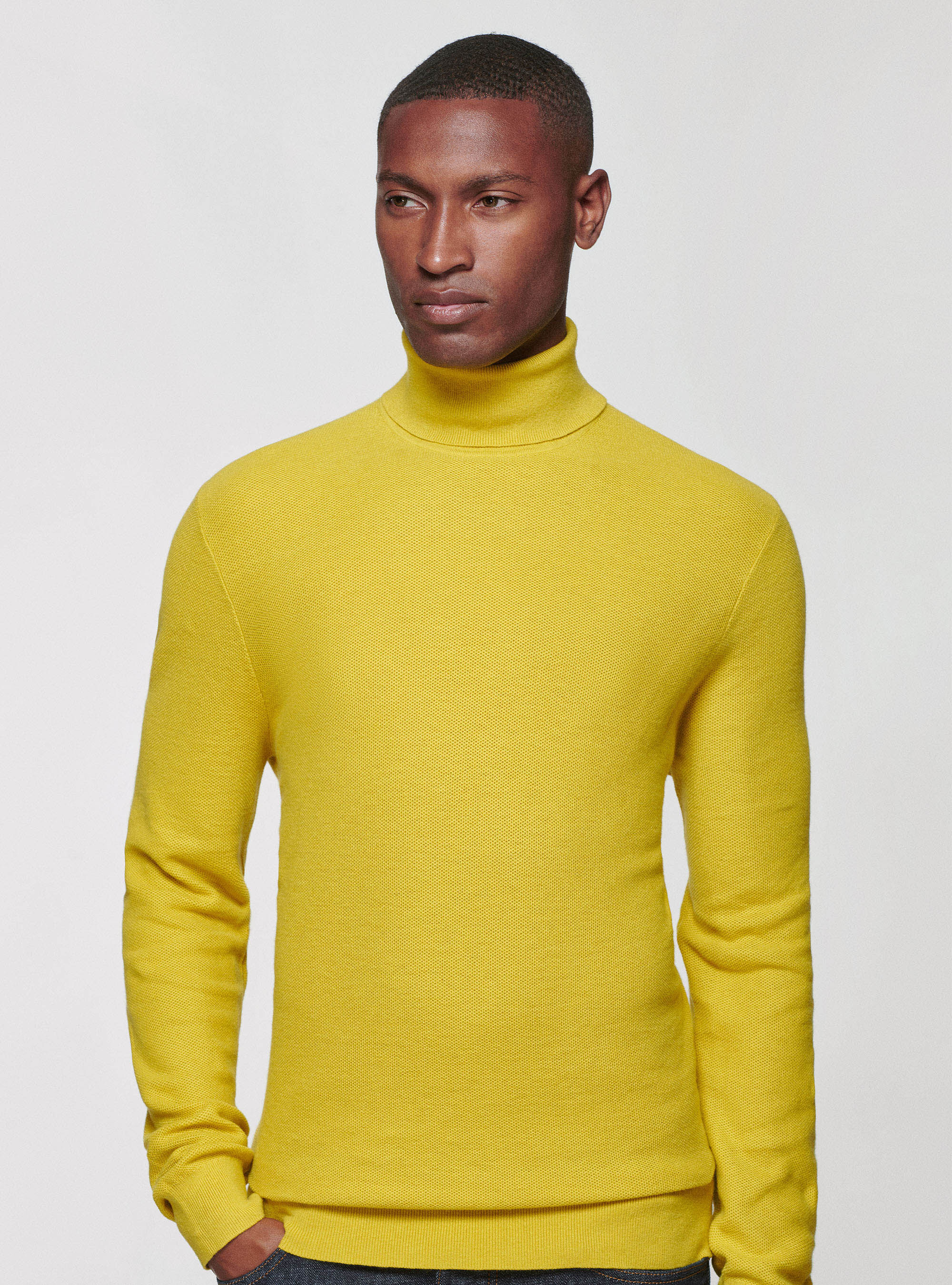 Yellow turtleneck men sale