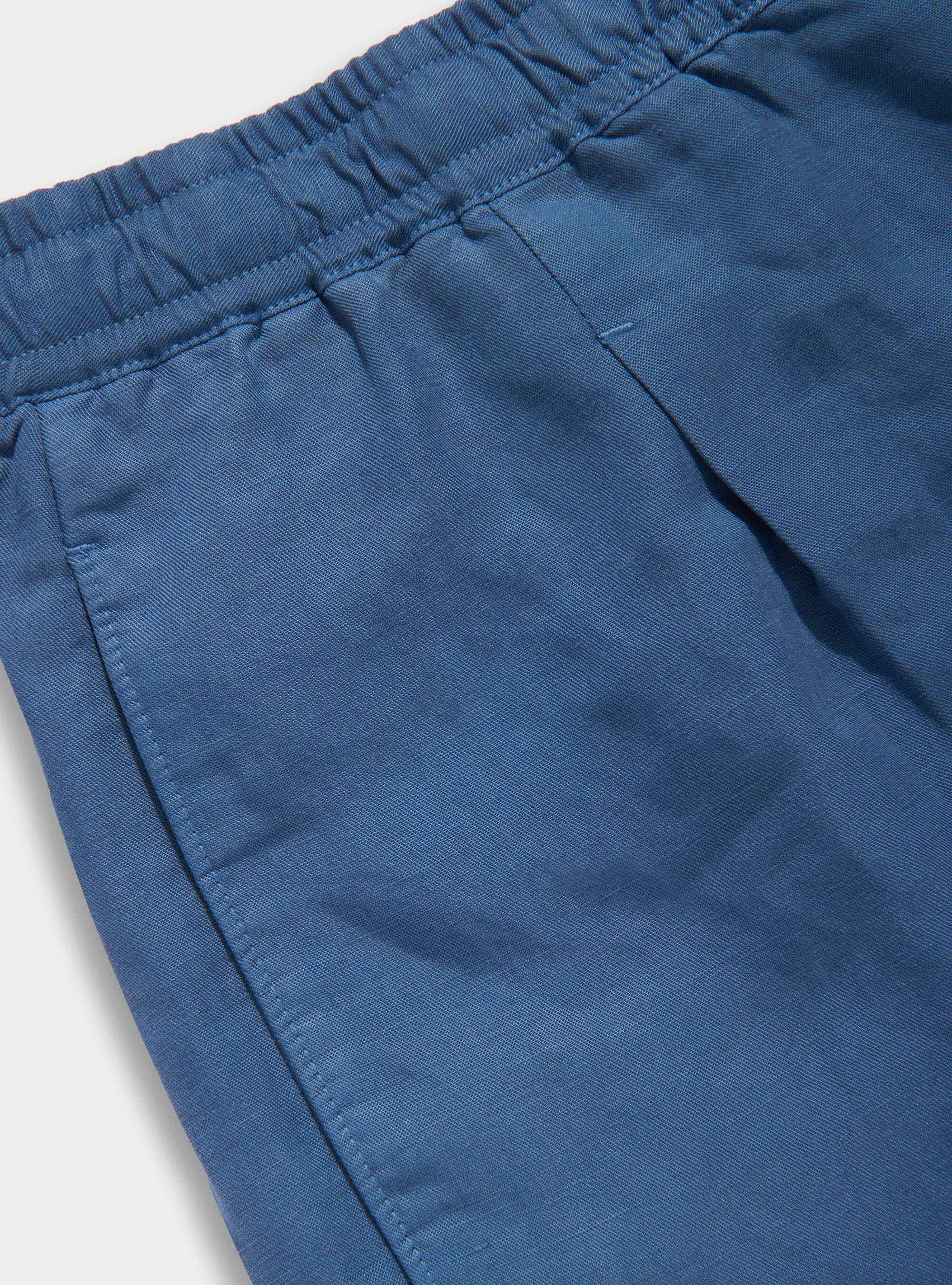 Linen blend bermuda shorts with drawstrings, BLUE ROYAL